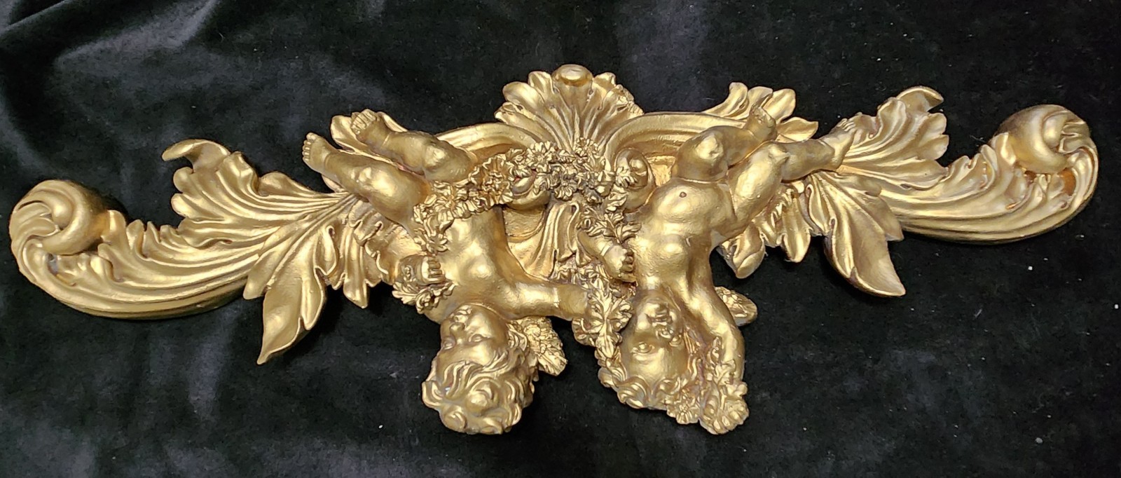 Resin Aged Gold Wall Topper - 25 Inches Wide Cherubs