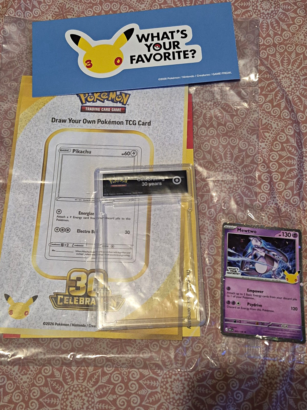 Pokemon Target Mewtwo Promo And Drawing Card, Case, Ticket And Switch Booklet Pokemon Target Mewtwo Promo And Drawing Card, Case, Ticket And Switch Booklet