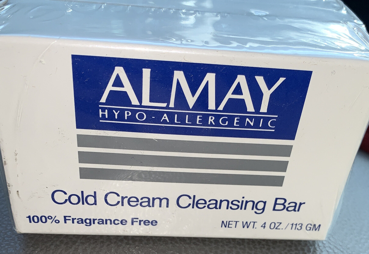 X2 Vintage Almay Cold Cream Cleansing Bar Facial Soap .Fragrance Free 4 Oz