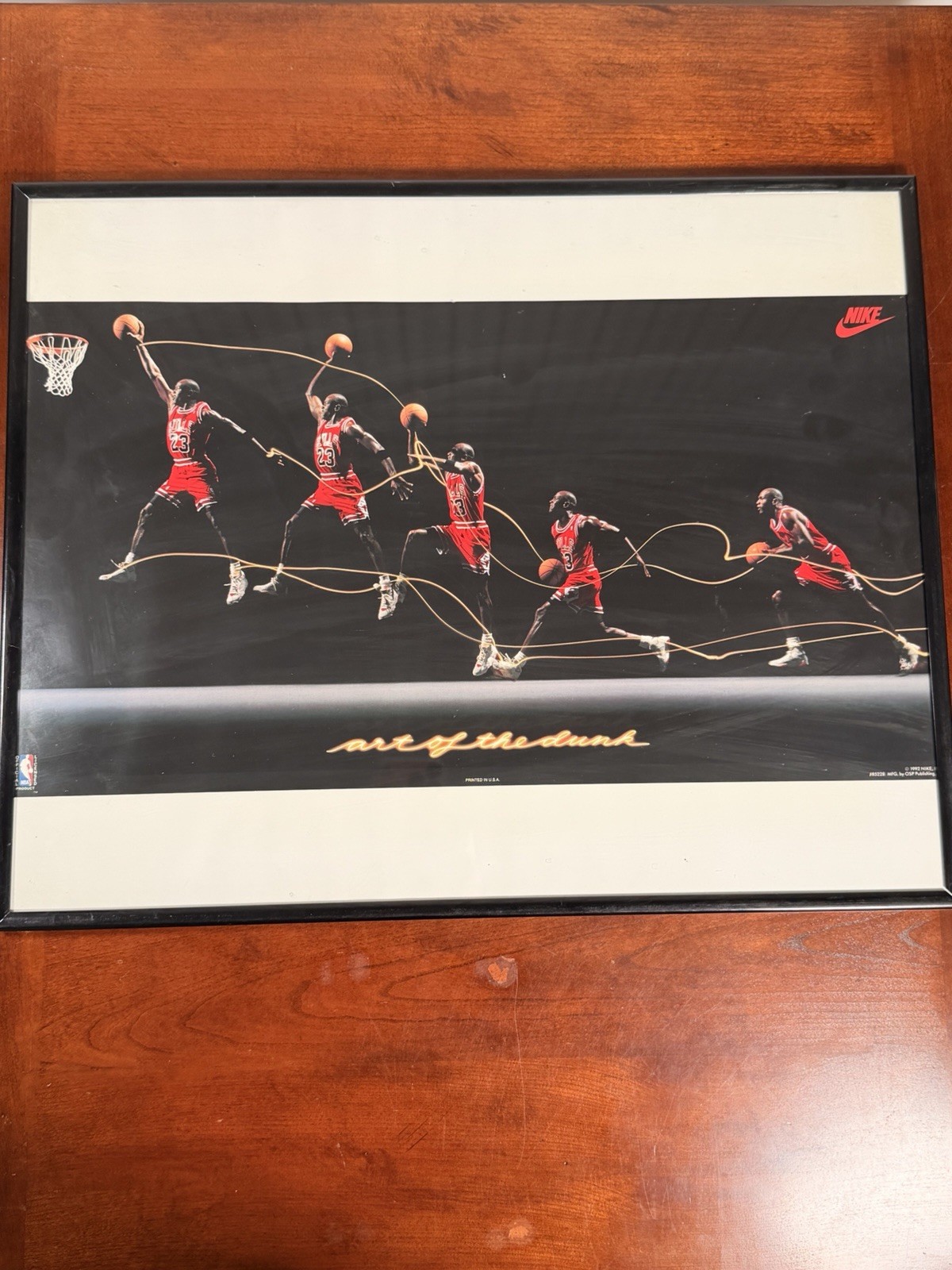 Vintage 1992 Michael Jordan Nike “Art of the Dunk” Framed Poster Chicago Bulls Vintage 1992 Michael Jordan Nike “Art of the Dunk” Framed Poster Chicago Bulls