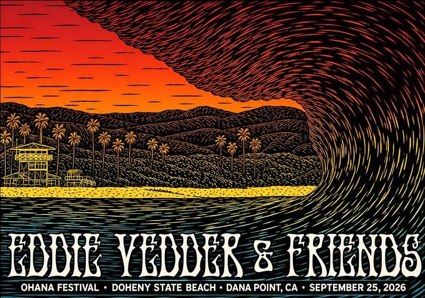 Eddie Vedder Ohana Festival 2026 Merch Event Poster In Dana Point CA On Sept 25 