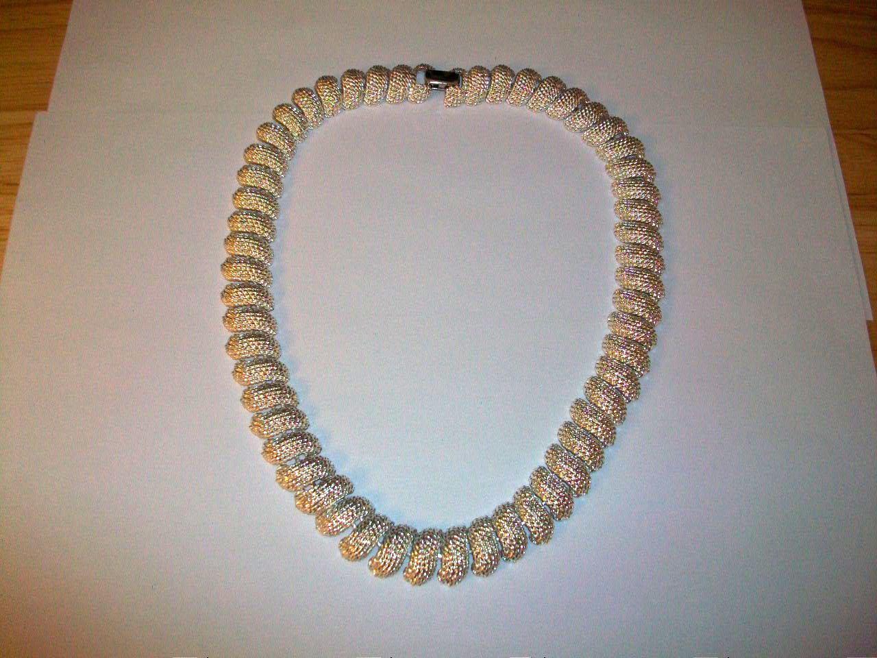 Vintage Napier Silver Tone Textured San Marco Style Chunky Necklace - Signed