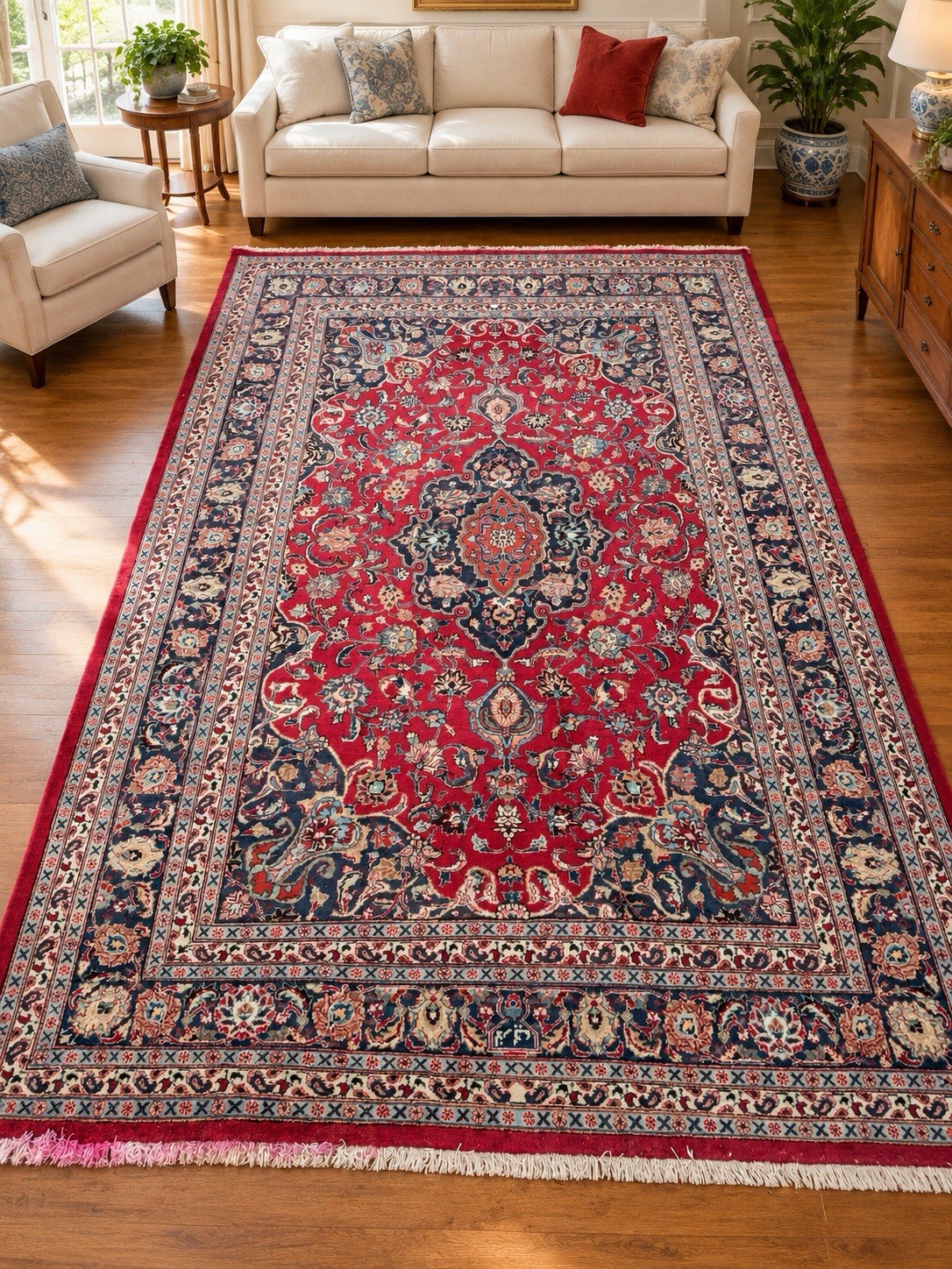Handmade Mashaadd Oriental wool Rug