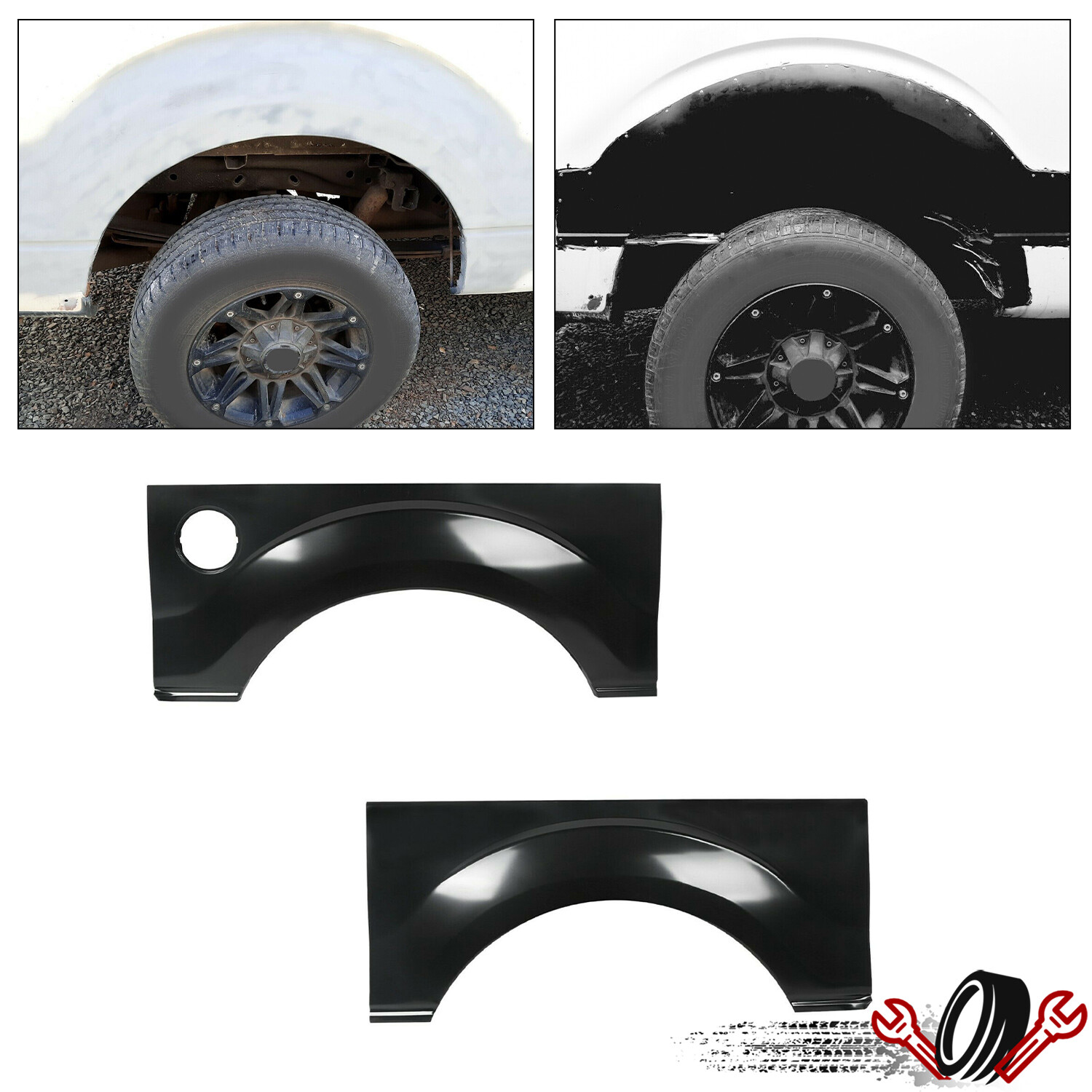 Pair Rear Wheel Arch quarter panel For 09-14 Ford F-150 LD W/O Molding Holes Pair Rear Wheel Arch quarter panel For 09-14 Ford F-150 LD W/O Molding Holes
