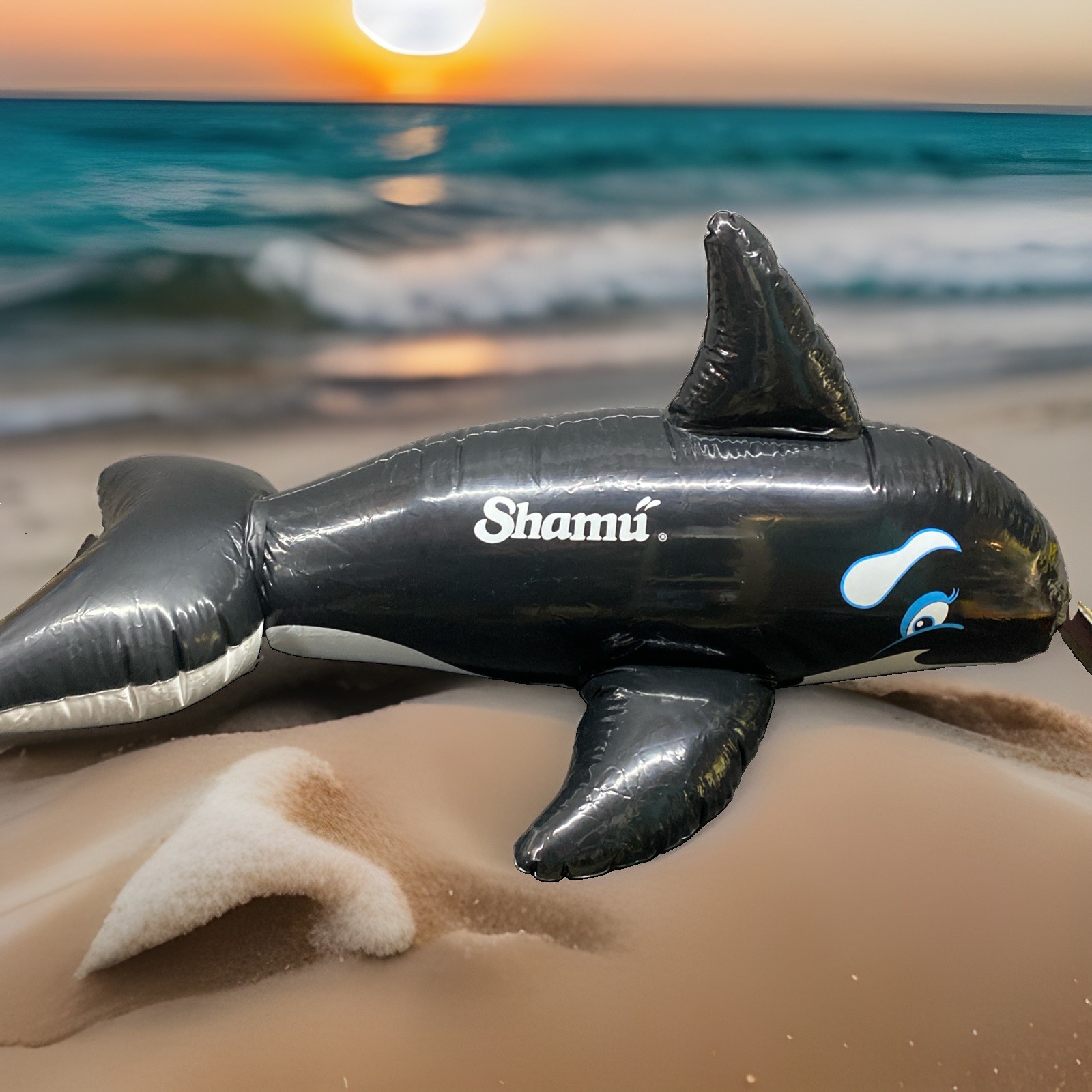Sea World Shamu 1987 Orca Pool Rider Inflatable 52”x 30” Used Holds Air Sea World Shamu 1987 Orca Pool Rider Inflatable 52”x 30” Used Holds Air