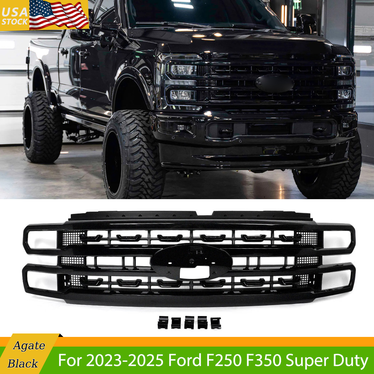 Painted UM Agate Black Grille Assembly For 2023-ON Ford F250 F350 Platinum Style