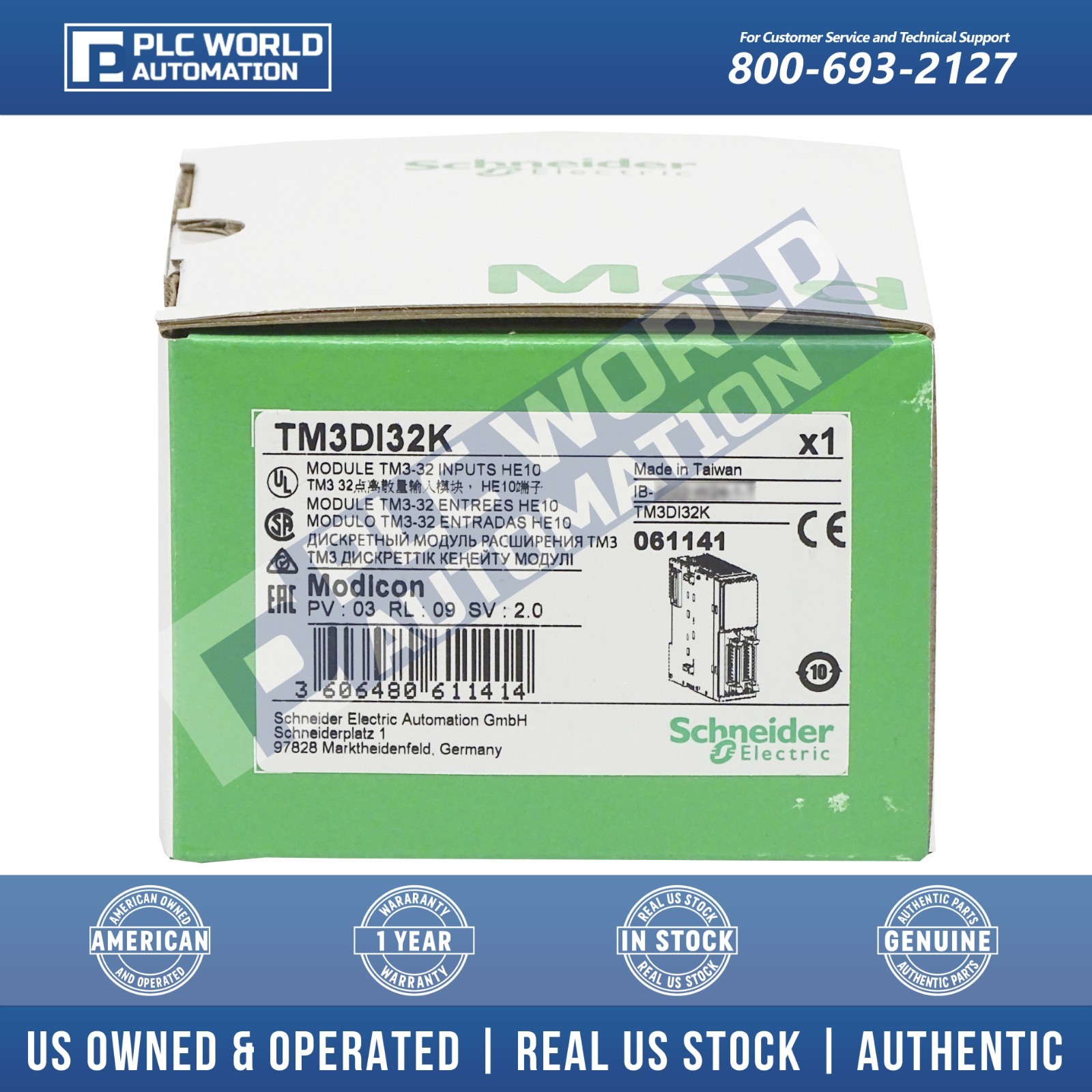 Schneider TM3DI32K Modicon TM3-32 Discrete Input, 24 VDC, 32 Inputs, Brand New