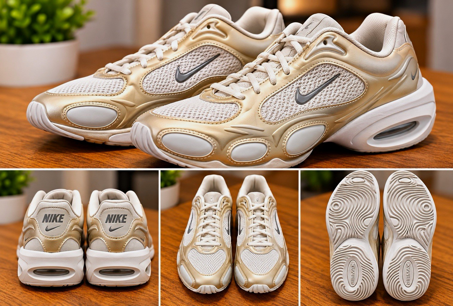 Nike Men’s Low Top Lace-Up Athletic Sneakers Gold/White/Gray