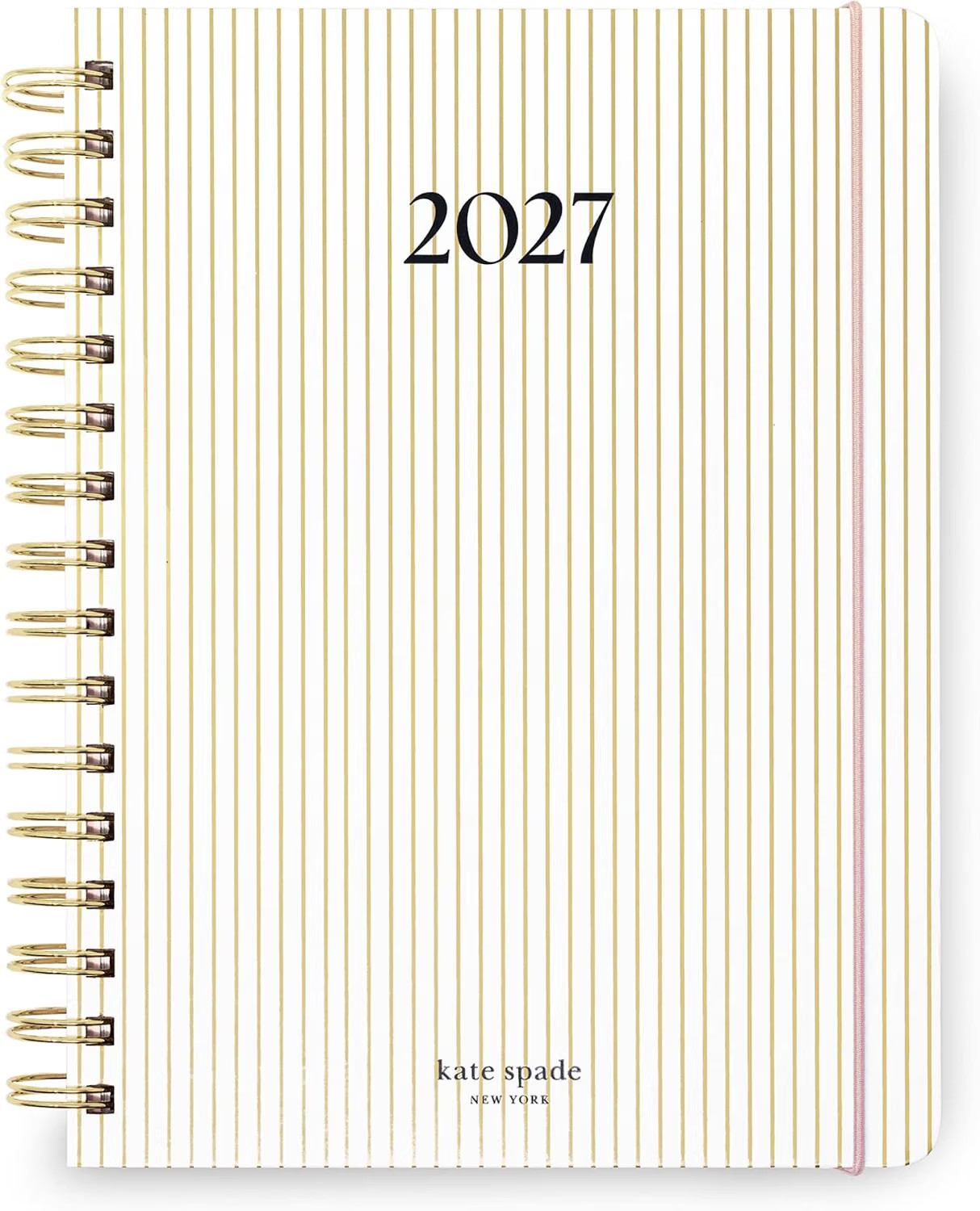 Kate Spade 2027 Planner Gold Pinstripe Large Weekly Monthly Agenda NEW