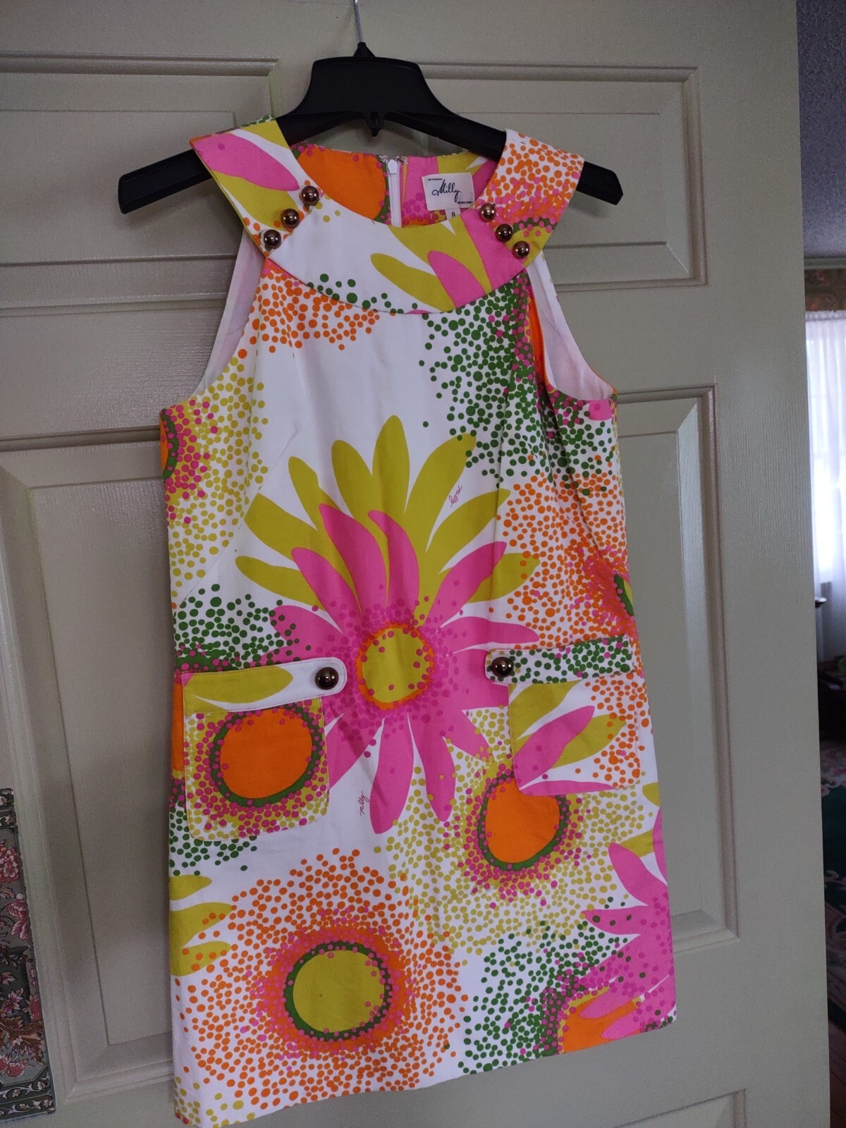 Mod MCM 50’s inspired Milly of New York Floral shift dress 8