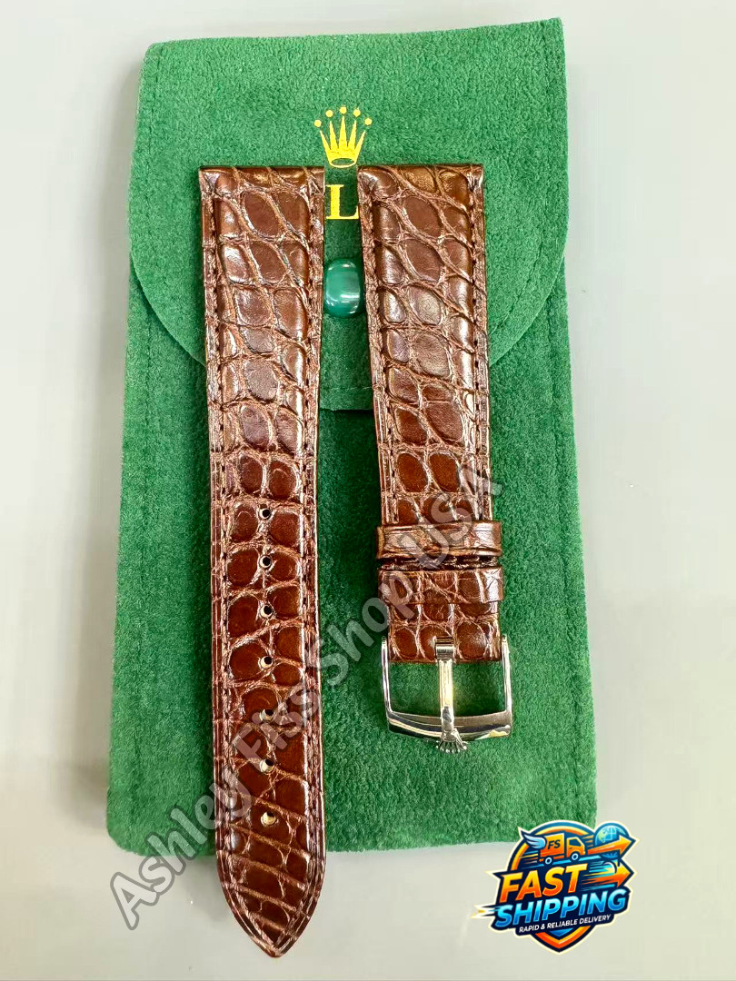 ROLEX Coffee Brown Crocodile Leather Strap 20-16mm Silver Buckle ROLEX Coffee Brown Crocodile Leather Strap 20-16mm Silver Buckle