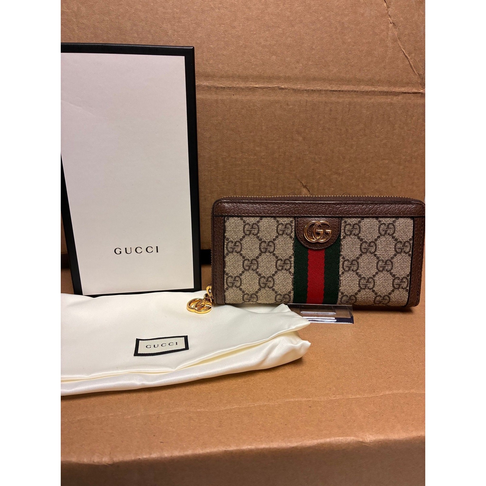 Gucci Ophidia GG Supreme Web Zip Around Wallet
