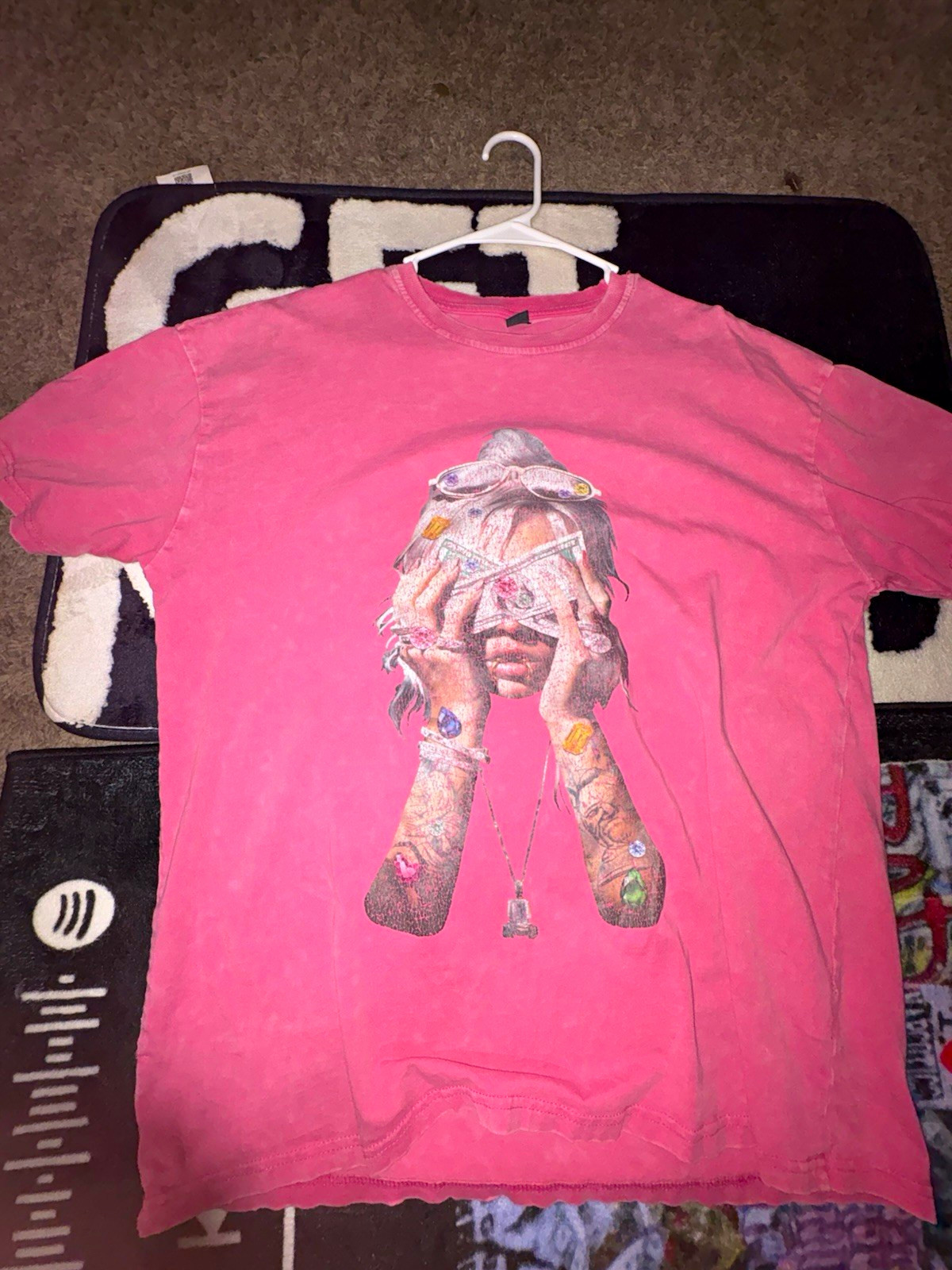 Men\'s Pink Jesus Christianity Religious Graphic Print Cotton Knit T-Shirt Size L Men\'s Pink Jesus Christianity Religious Graphic Print Cotton Knit T-Shirt Size L