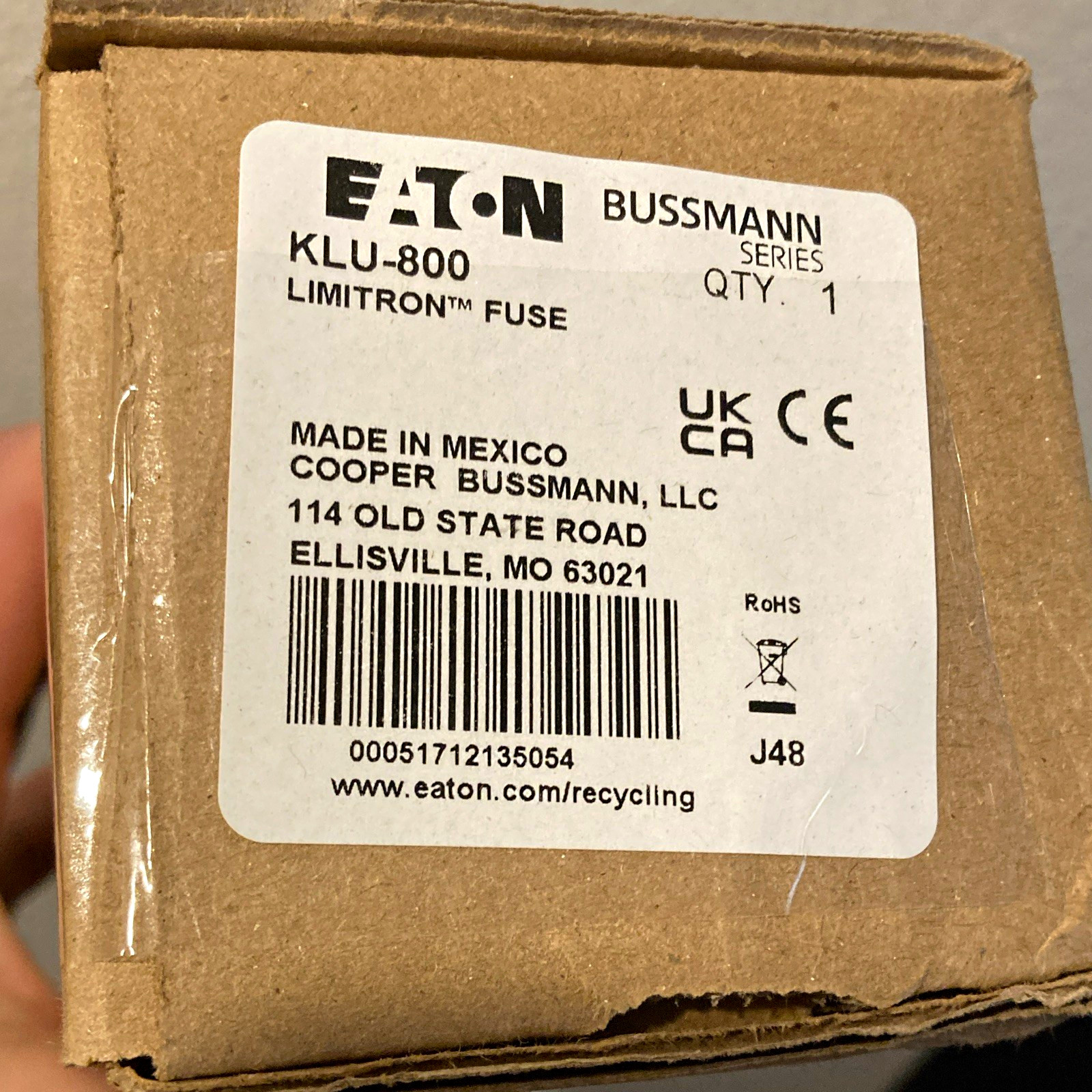 Eaton Bussmann Limitron KLU-800 Electrical Fuse Brown 1-Pack Eaton Bussmann Limitron KLU-800 Electrical Fuse Brown 1-Pack