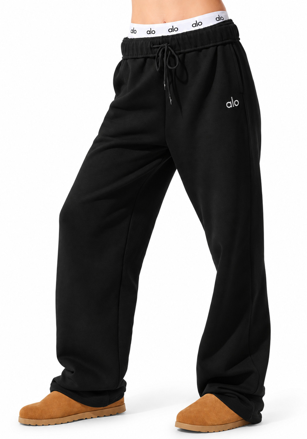 Alo Accolade Black Straight Leg Sweatpants Women’s Size Large