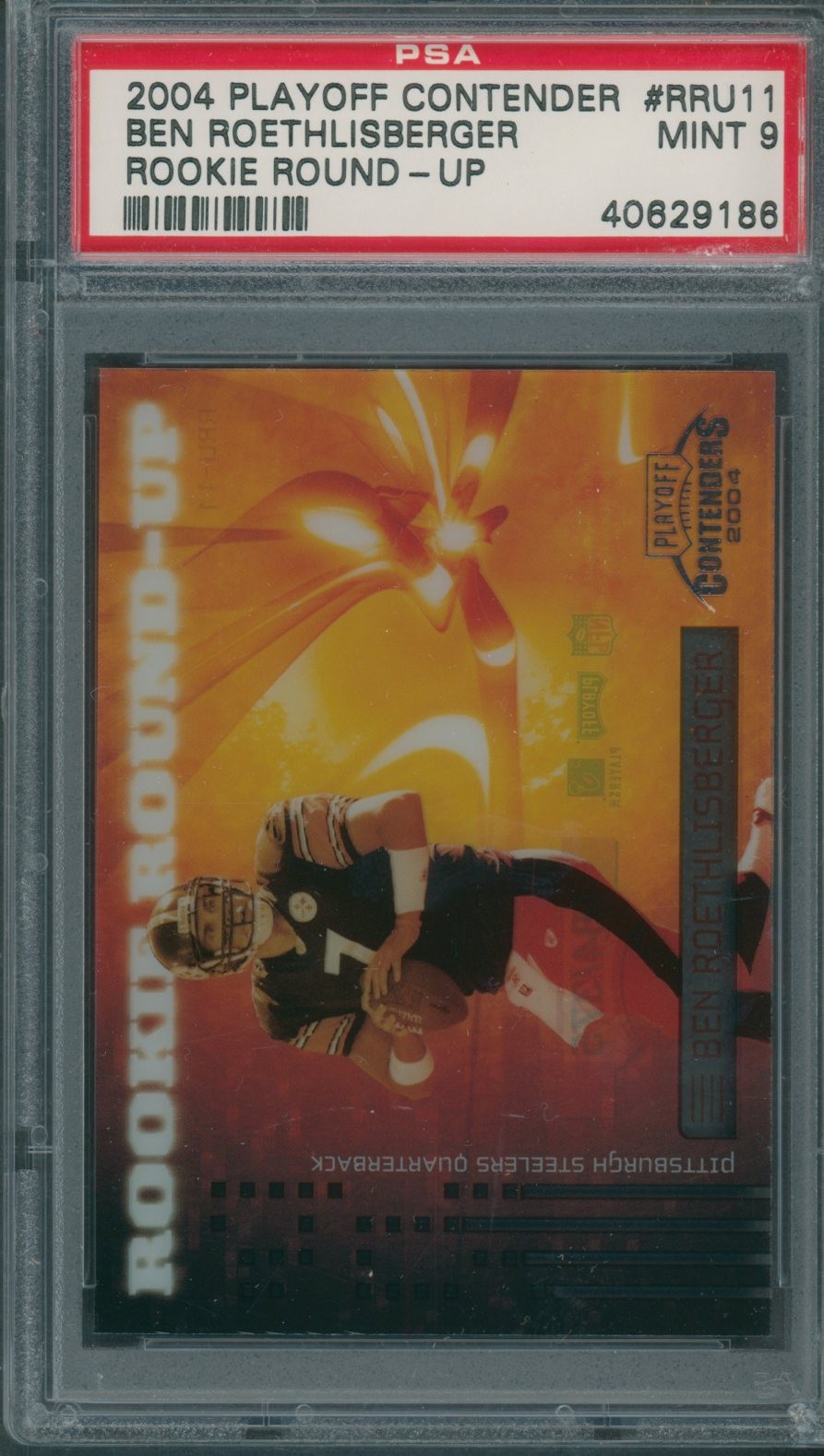 2004 Playoff Contenders Rookie Round-Up Ben Roethlisberger #184/375 PSA 9 *9186 2004 Playoff Contenders Rookie Round-Up Ben Roethlisberger #184/375 PSA 9 *9186