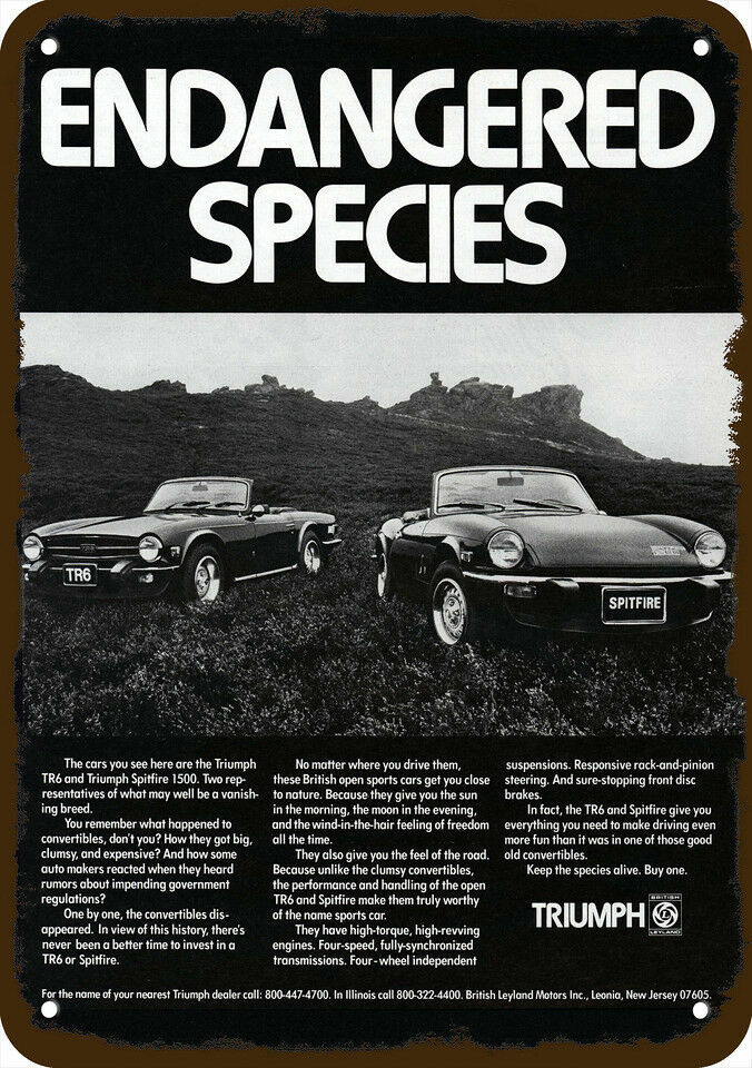 1975 TRIUMPH TR6 & SPITFIRE 1500 Car Vintage Look DECORATIVE REPLICA METAL SIGN