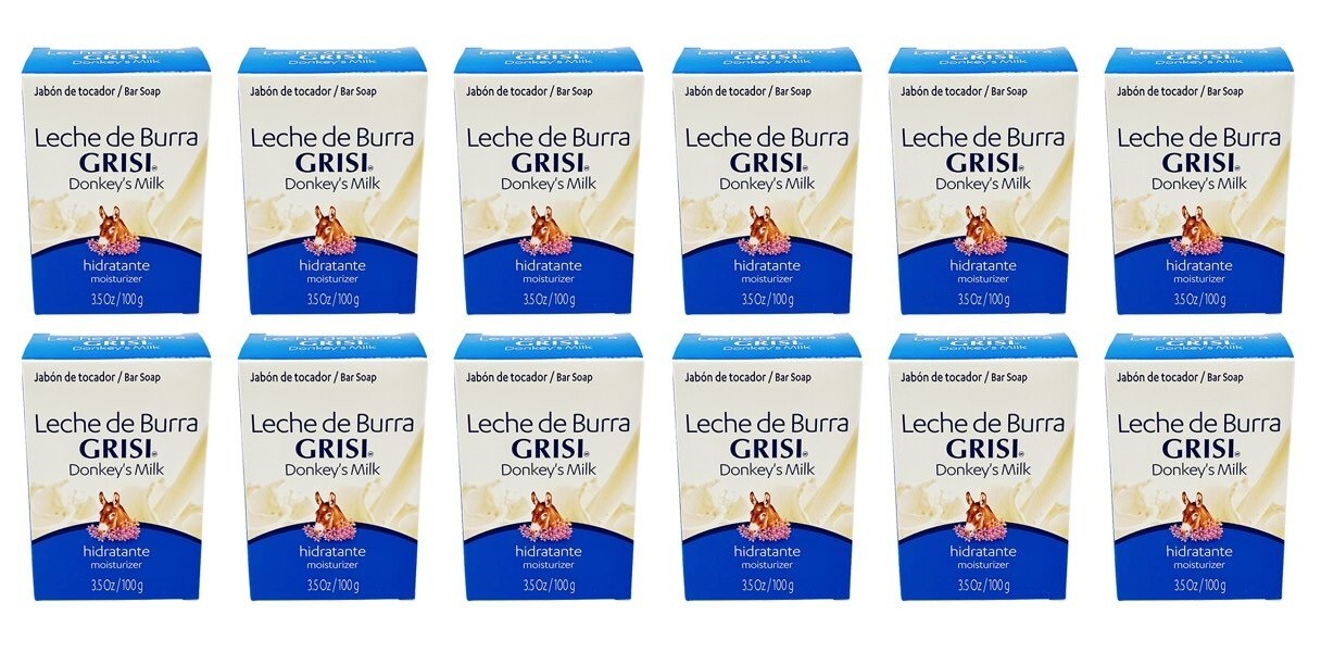 Grisi Donkey\'s Milk/Leche de Burra Soap. Moisturize & Soften. 3.5 oz. Pack of 12