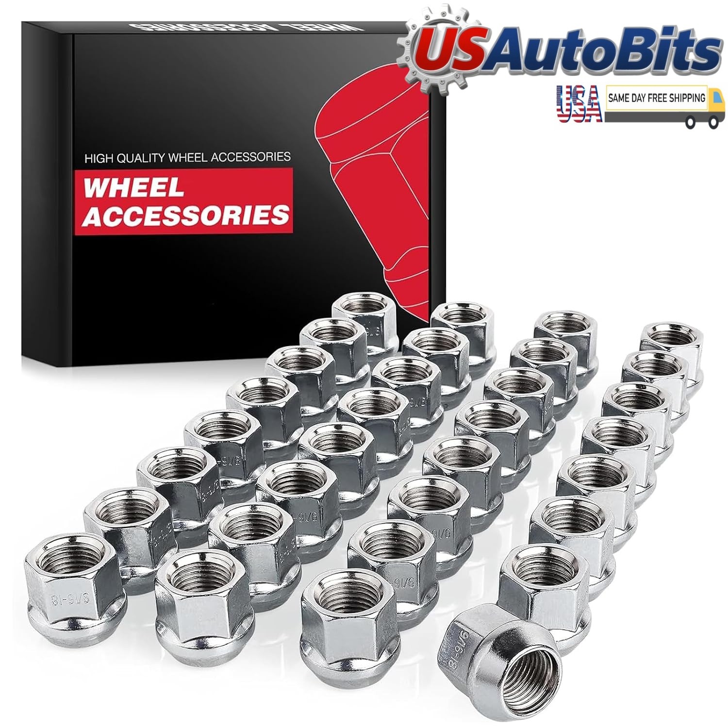32pcs ZINC 9/16-18 Acorn Open End Lug Nut 3/4\