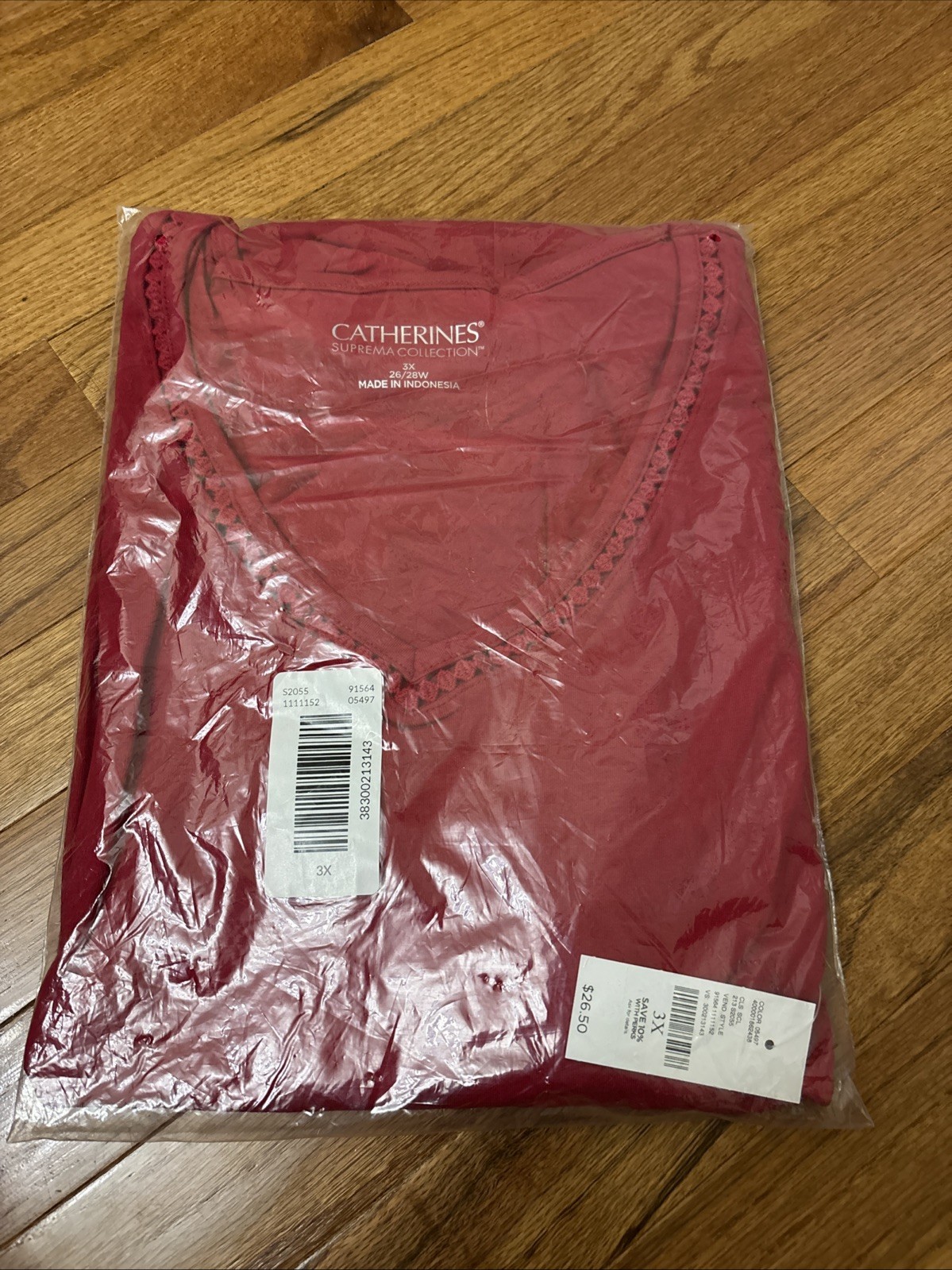 Catherines Suprema Collection Red V-Neck Top 3X 26/28W NEW Catherines Suprema Collection Red V-Neck Top 3X 26/28W NEW