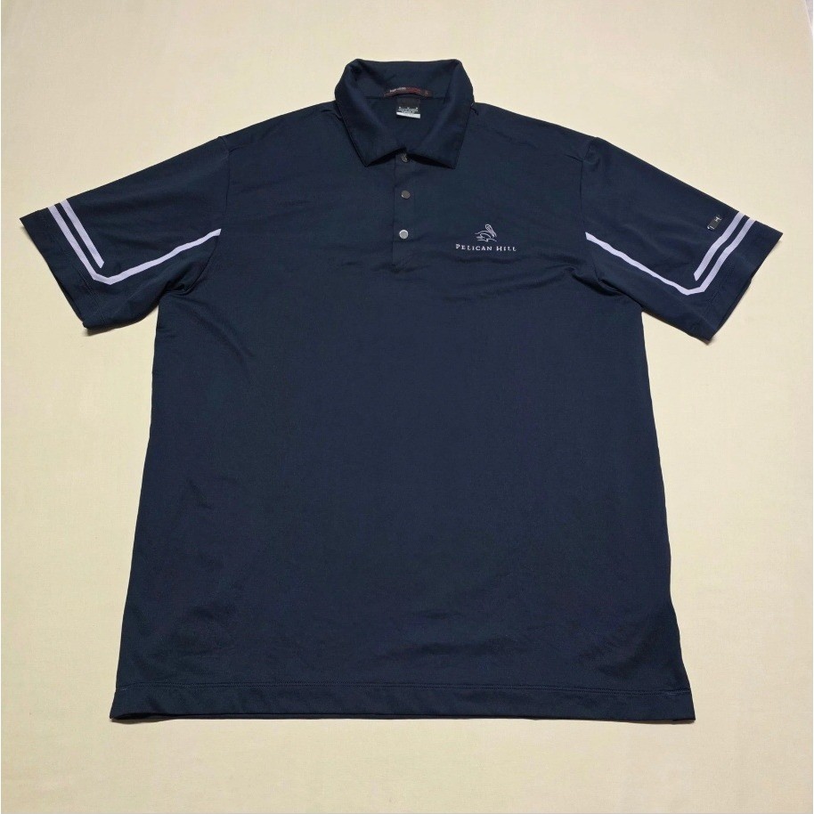 Nike Tiger Woods Collection Dri-FIT Polo Shirt Mens Medium Navy Pelican Hill