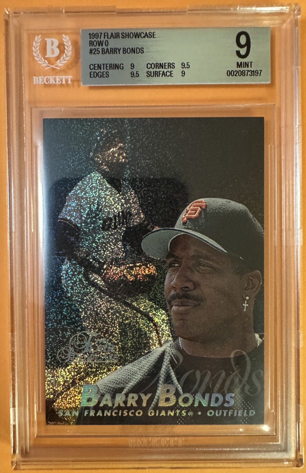 🔥 1997 FLAIR SHOWCASE ROW 0 - BARRY BONDS # 25 S F GIANTS LEGEND HALL OF FAMER