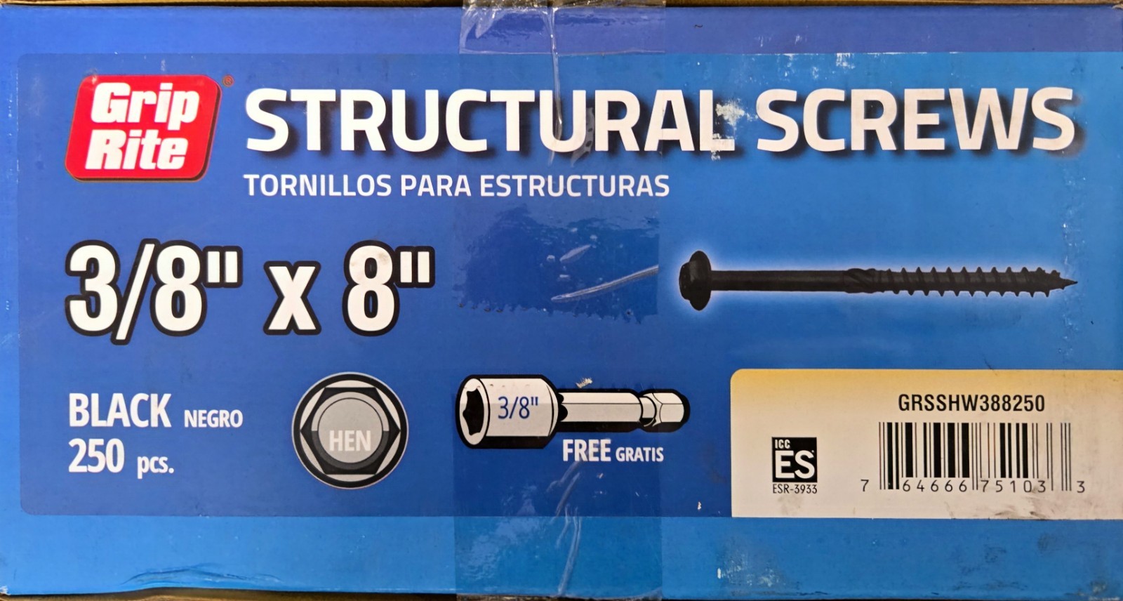 Grip-Rite Grip Rite Structural Screws Black - 3/8