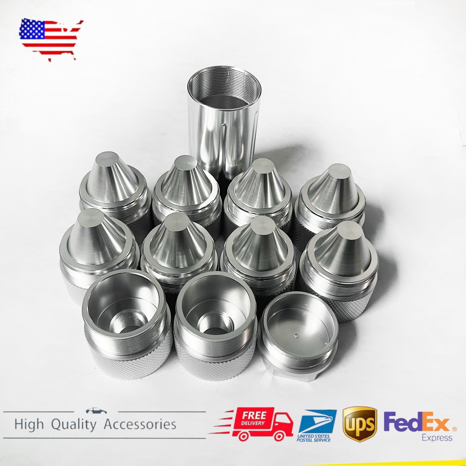 12X 1.375\'\'X24 Aluminum Alloy Cone Shaped Parts Sealed End Cap For Car Trucks