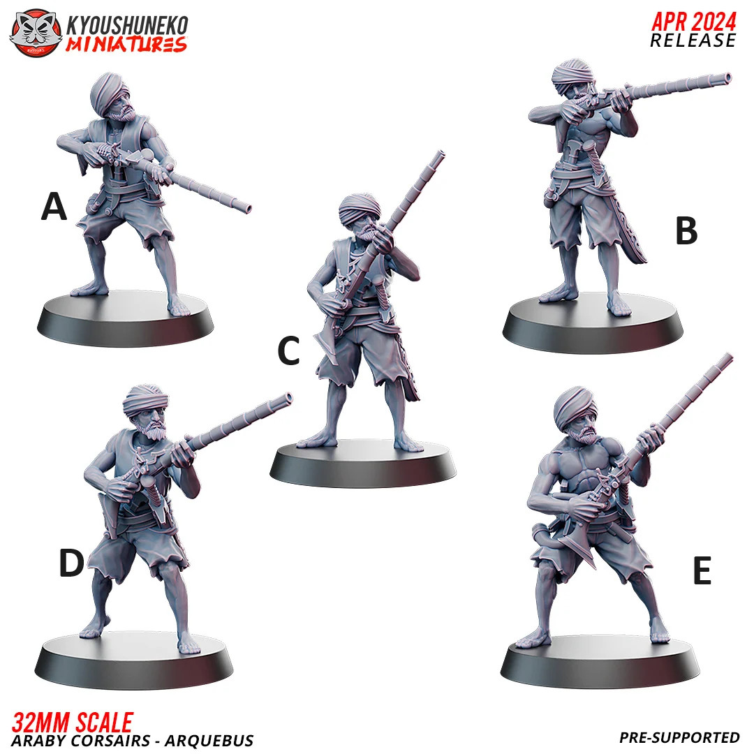 Araby Corsairs - Arquebus - 28mm Resin Tabletop Miniature Araby Corsairs - Arquebus - 28mm Resin Tabletop Miniature