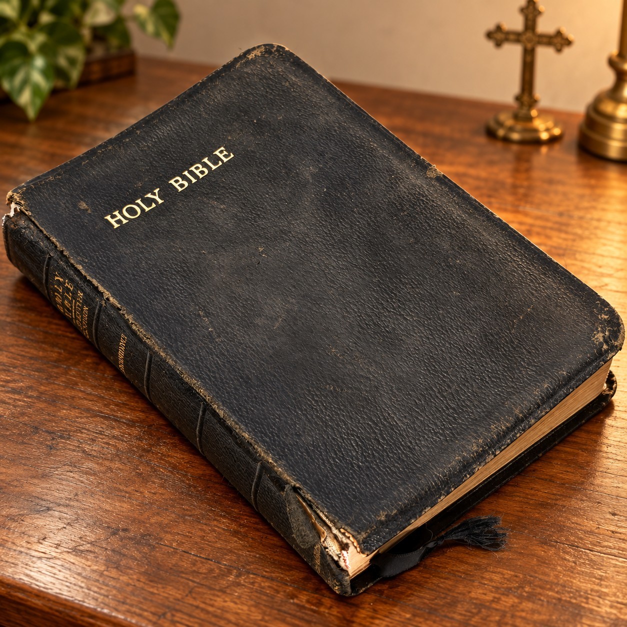 Cambridge Holy Bible Concordance French Morocco Leather Black KJV Vintage