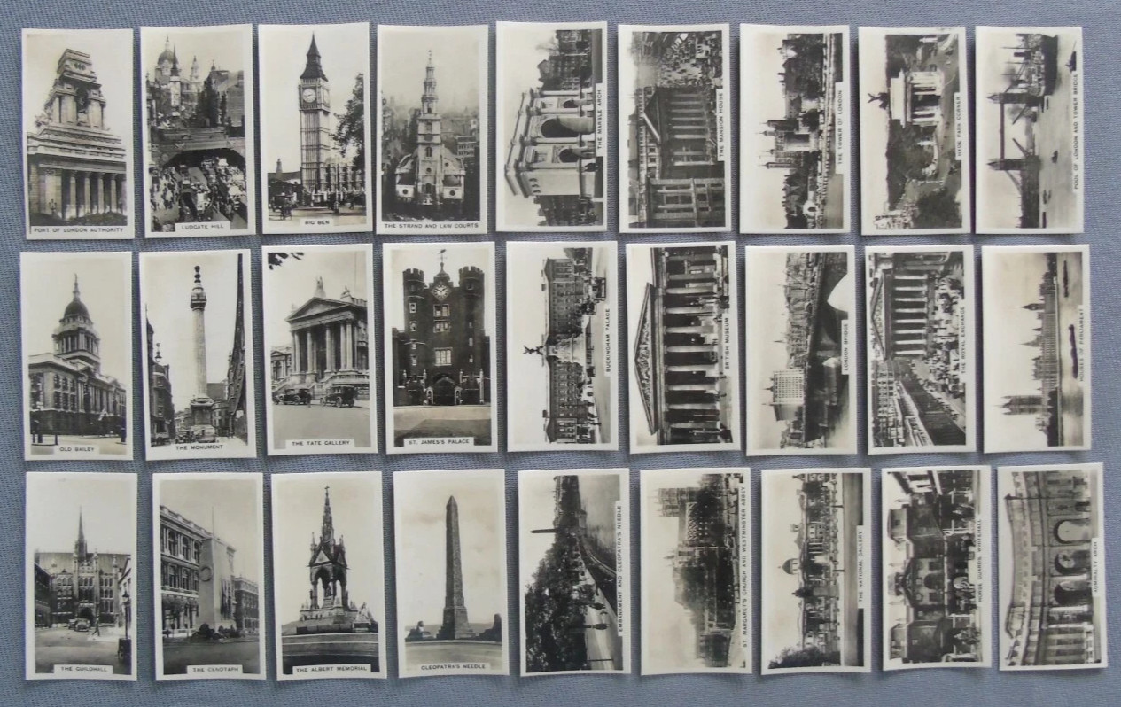 1929 CARRERAS LTD. VIEWS OF LONDON 27 DIFFERENT TOBACCO CARD SET