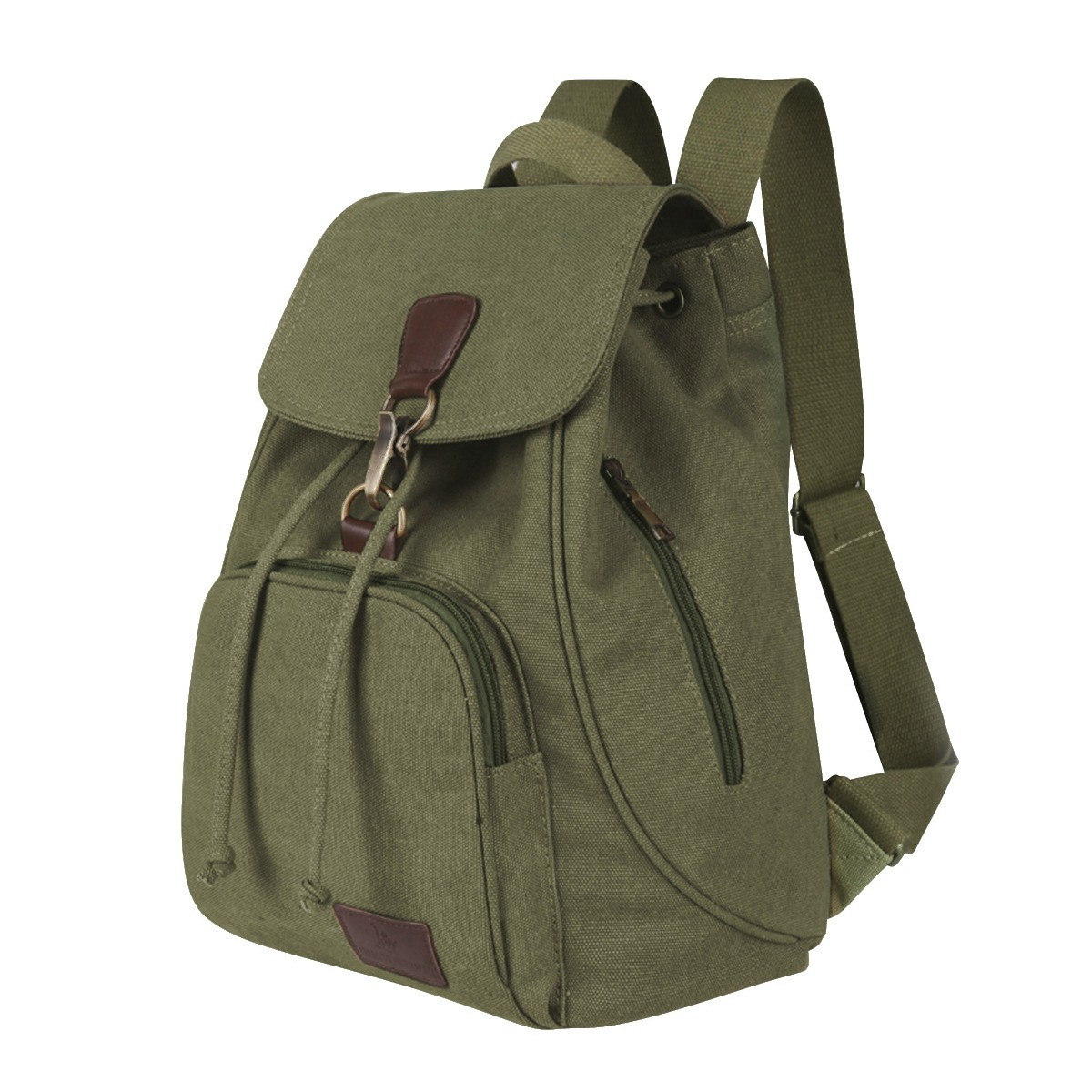 Small Canvas Backpack Unisex Vintage Drawstring Casual Travel School Rucksack