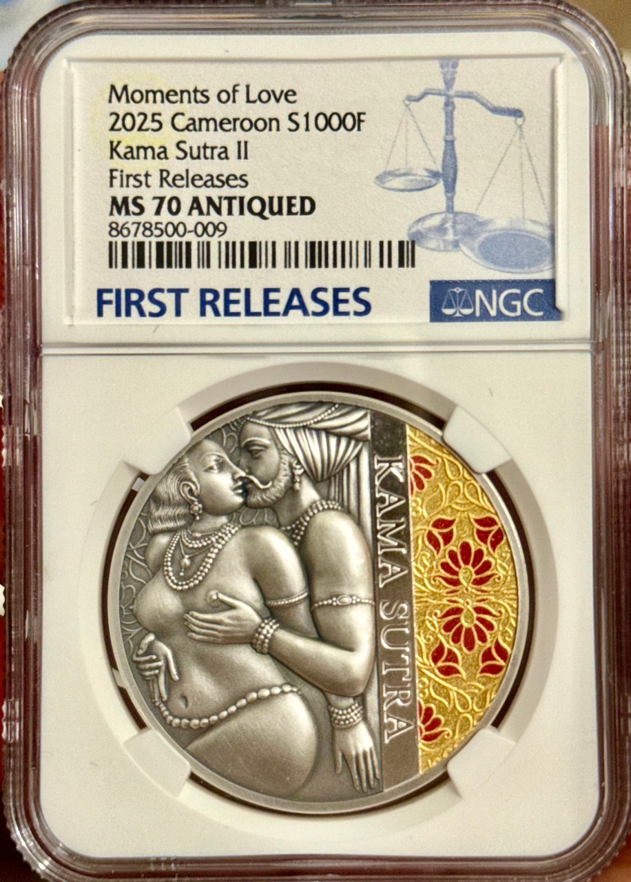 2025 Cameroon Moments of Love Kama Sutra II 1oz Silver Coin NGC 70 FR +Box