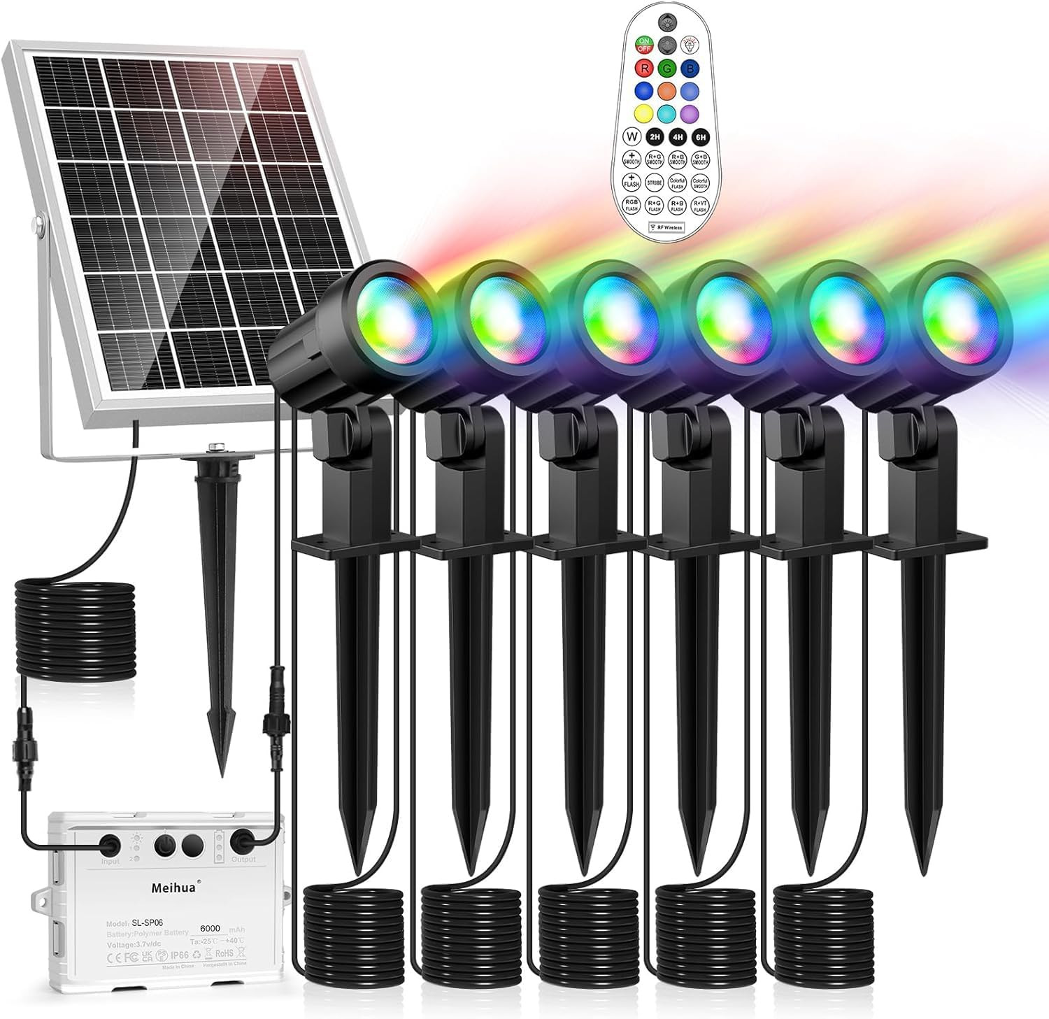 Solar Spot Lights Outdoor Color Changing, 6 in 1 Landscape Lighting
