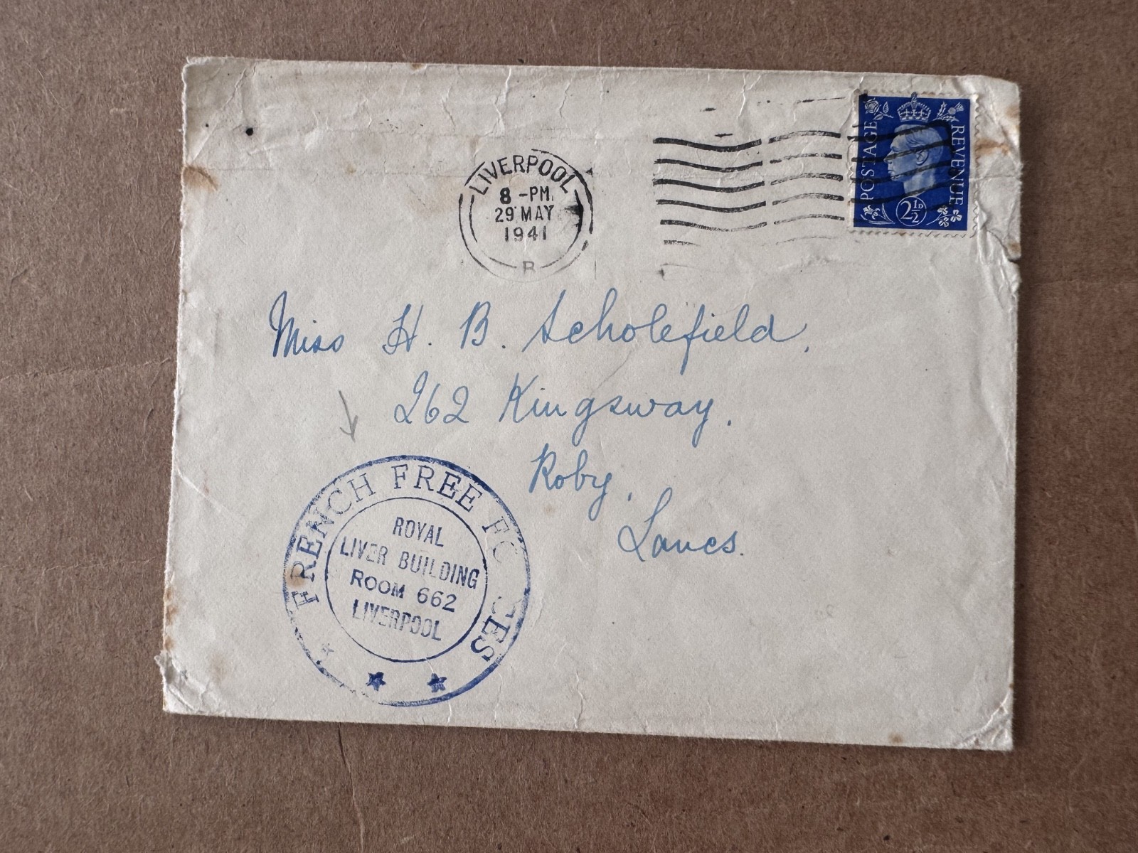 1941 French Free Forces Great Britain Cancel Cover