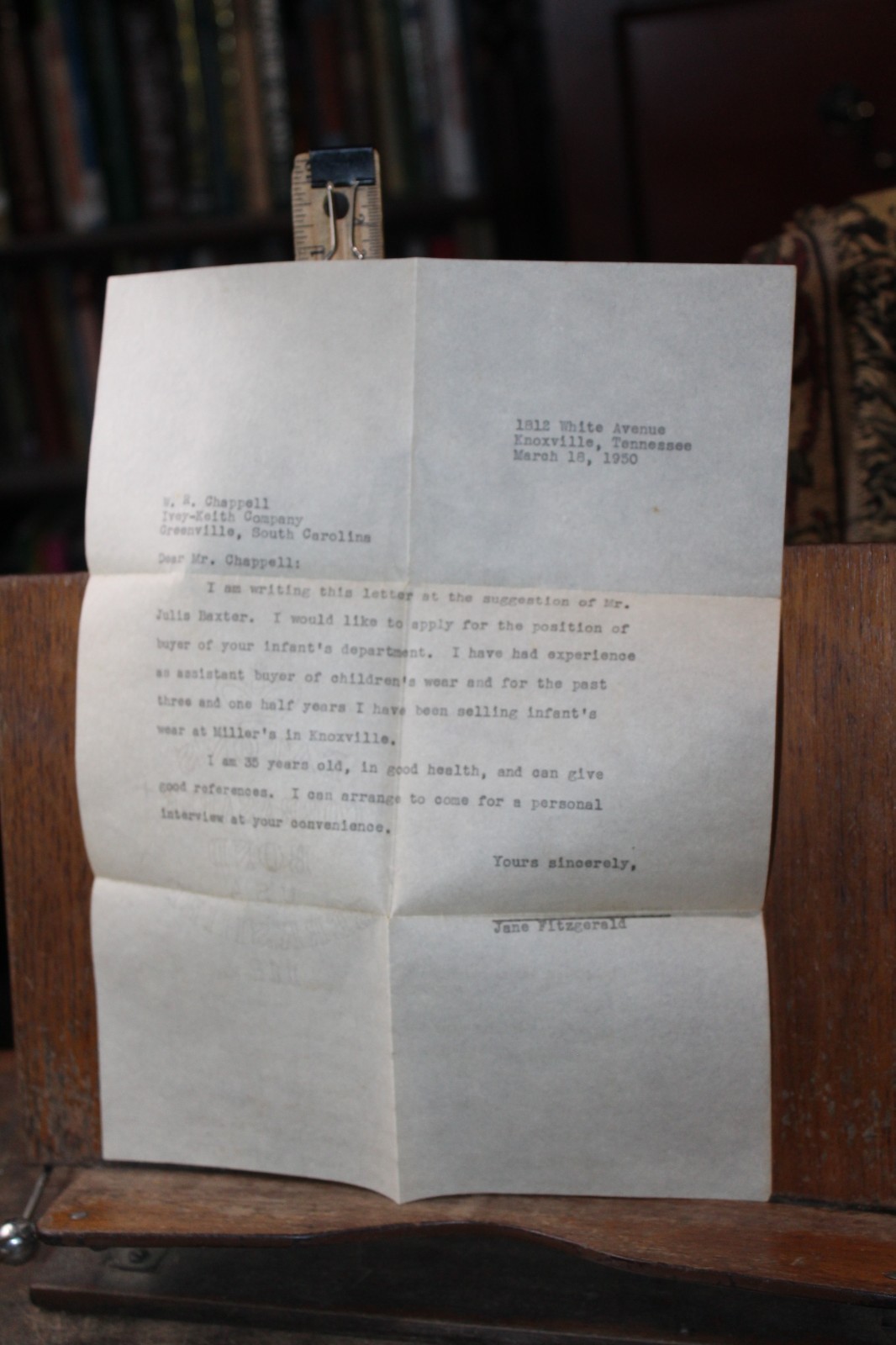 1950 Letter Buyer Miller\'s Knoxville TN Ivey Keith Co. Greenville SC