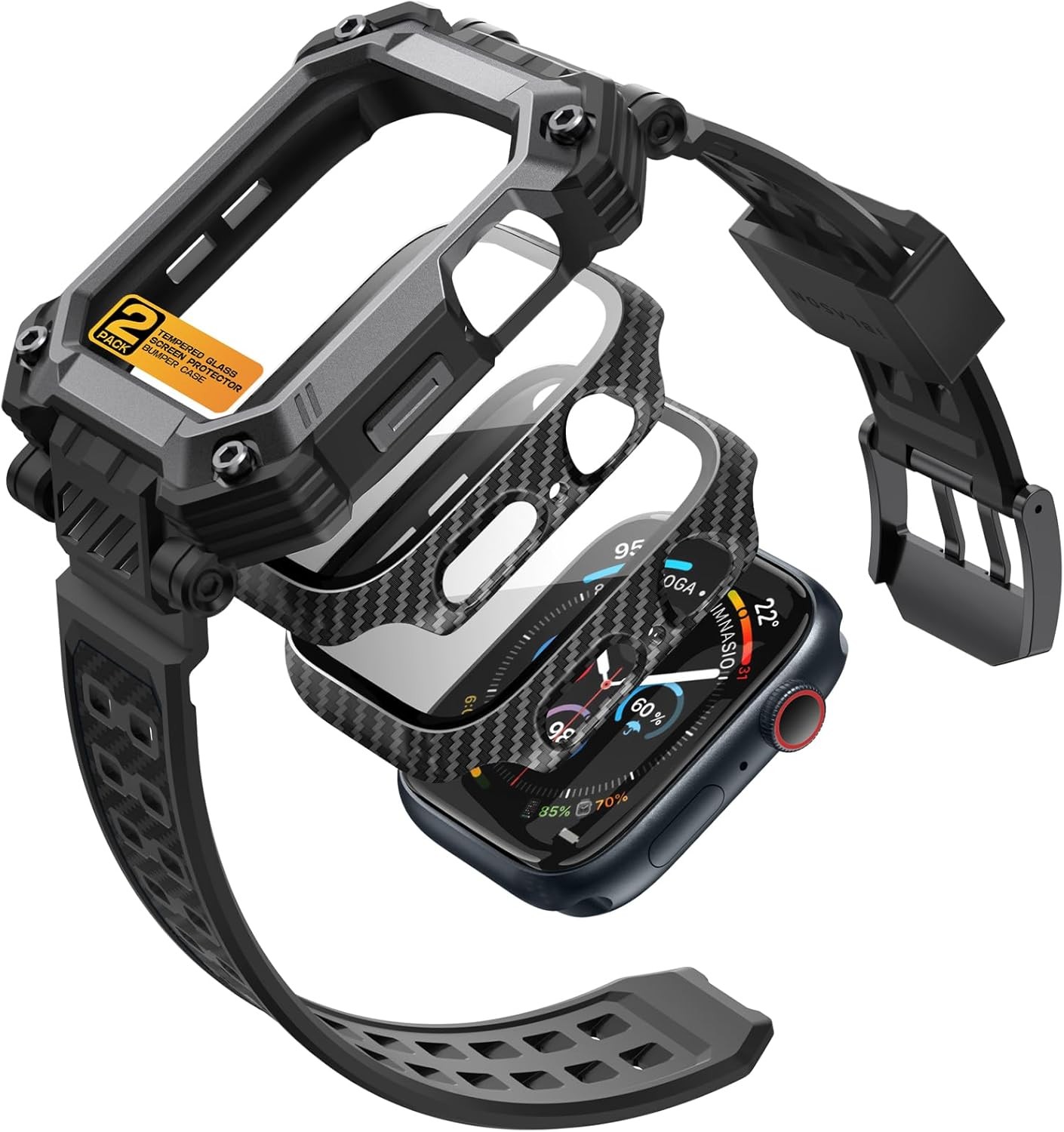 i-Blason for Apple Watch 11 46mm Case with Band Multi-use + Tempered Glass Cover