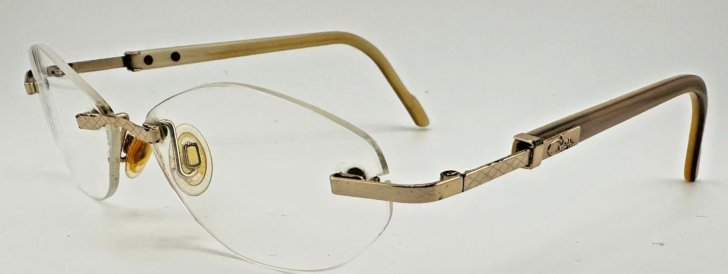 Cazal Vintage 1980-90\'s Rimless Eyeglasses Frames Only Gold / Brown 54-18-135 Cazal Vintage 1980-90\'s Rimless Eyeglasses Frames Only Gold / Brown 54-18-135