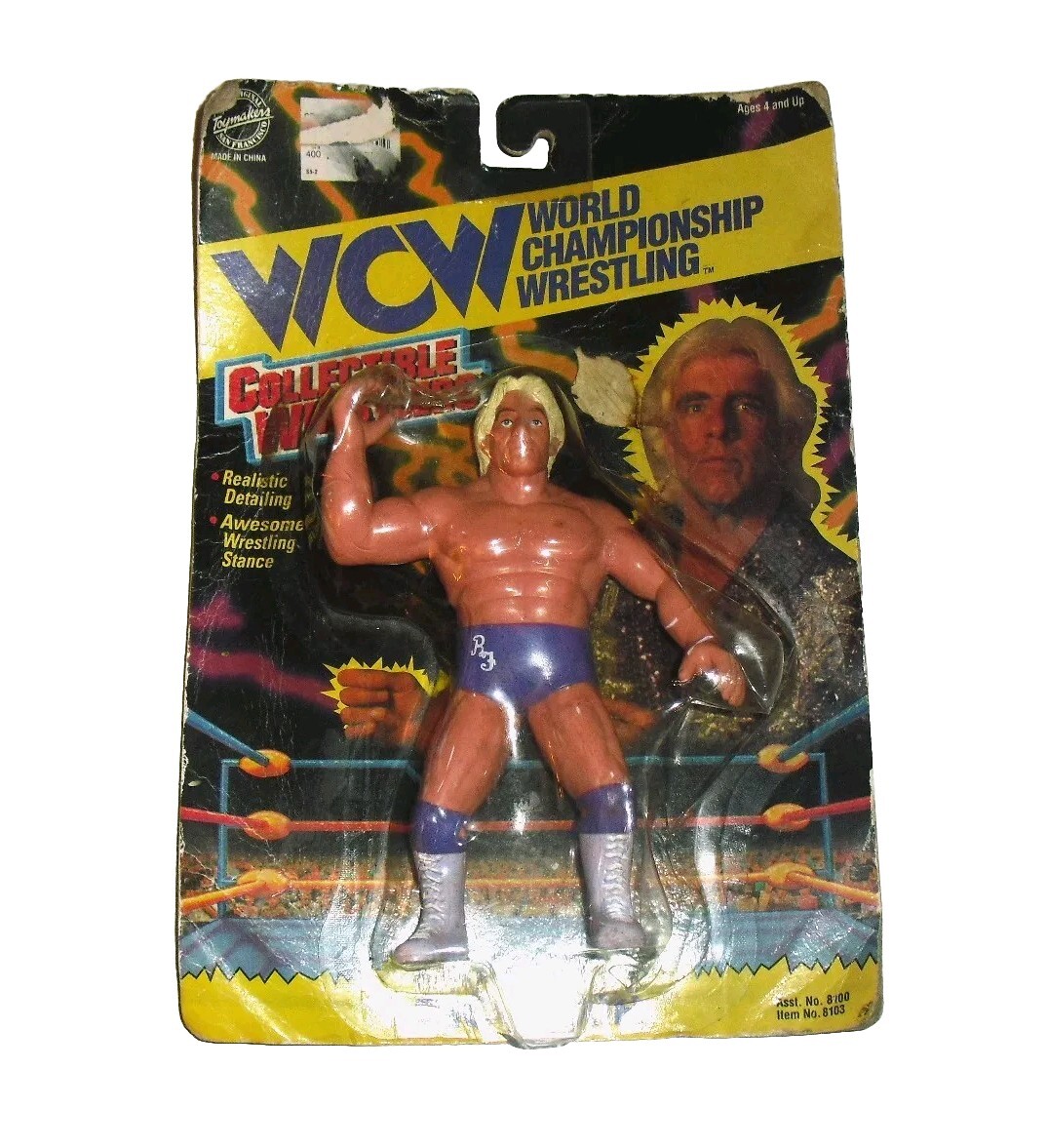 Ric Flair Nature Boy WCW Vintage 90s 1994 Toymakers Action Figure Purple Trunks Ric Flair Nature Boy WCW Vintage 90s 1994 Toymakers Action Figure Purple Trunks