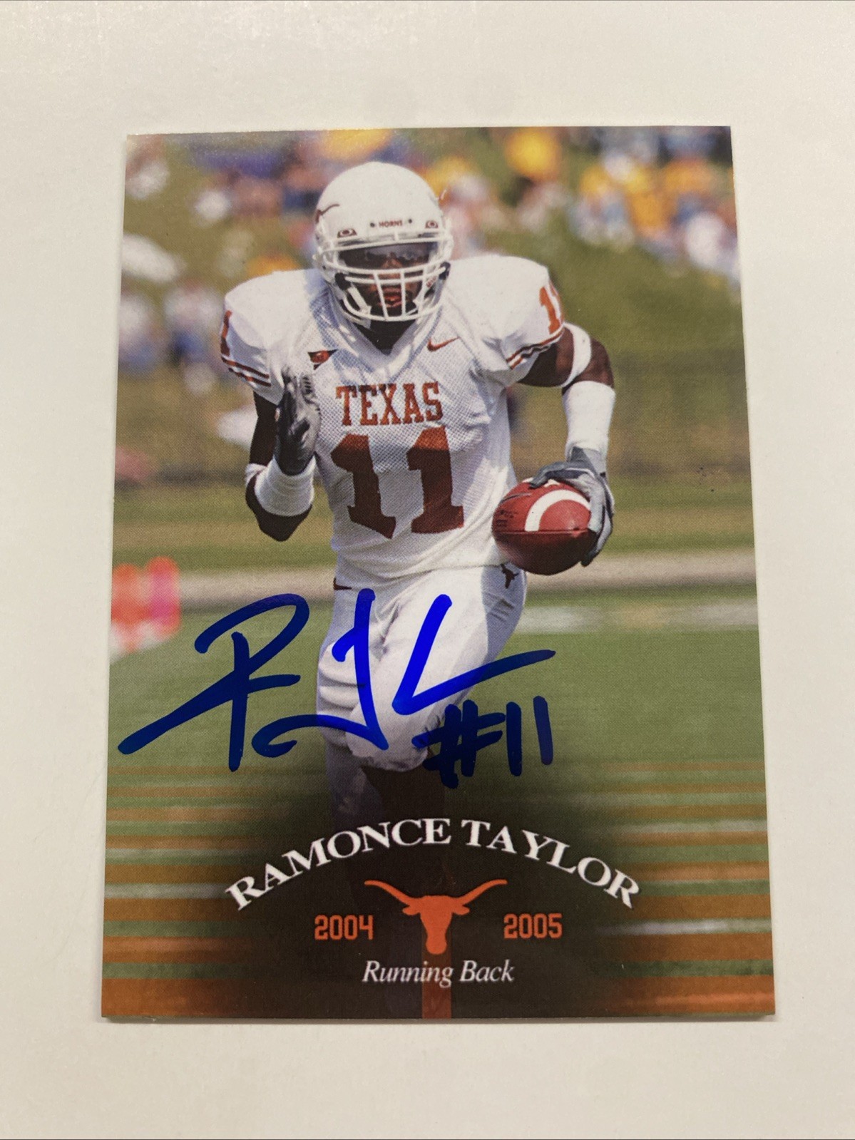 B-176 Ramonce Taylor Autographed 2011 Style Custom Football Card Texas Longhorn