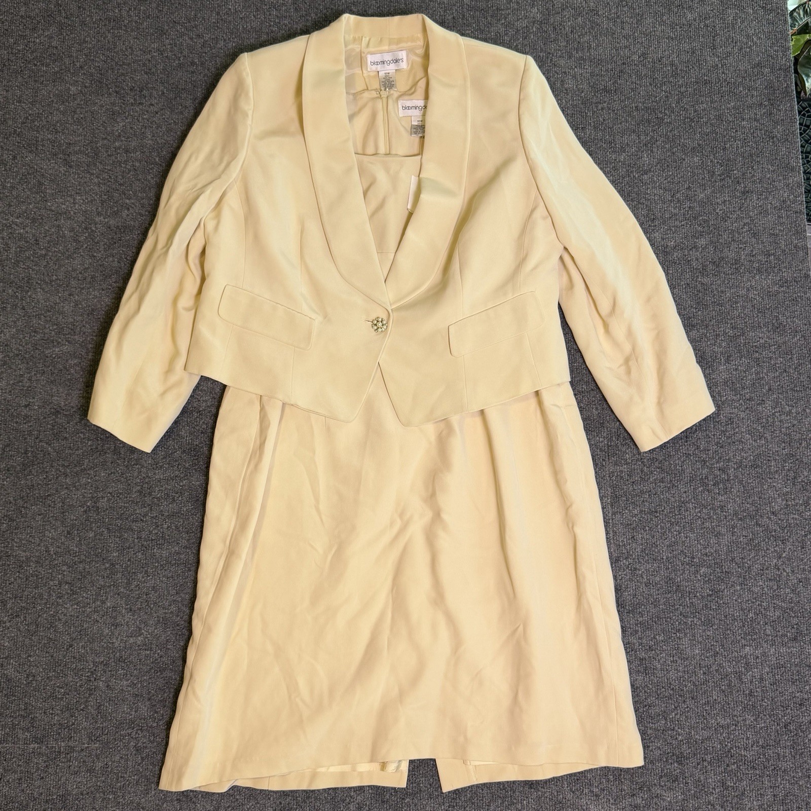 NWT Bloomingdale\'s 100% Silk Dress Suit Blazer Set Ivory Pearl Plus Size 18W