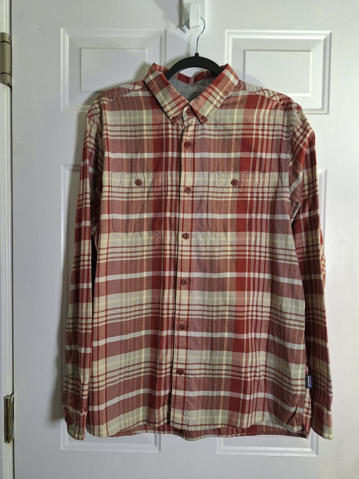 Patagonia Birdshot Lightweight Flannel Mens Shirt Sz L Plaid Organic Cotton