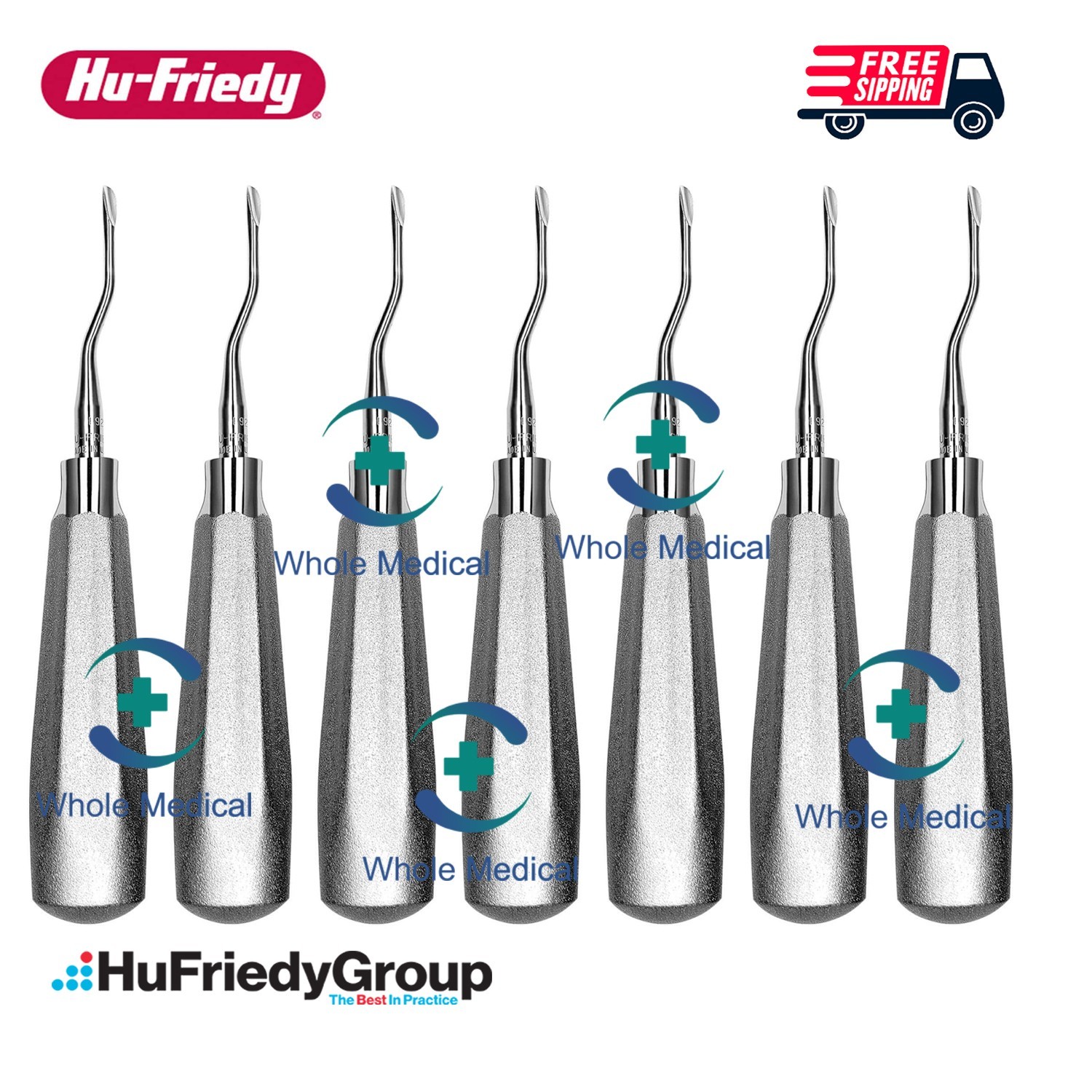 7 Pcs Hu-Friedy E92 Single End Surgical Serrated Elevator #510 Handle
