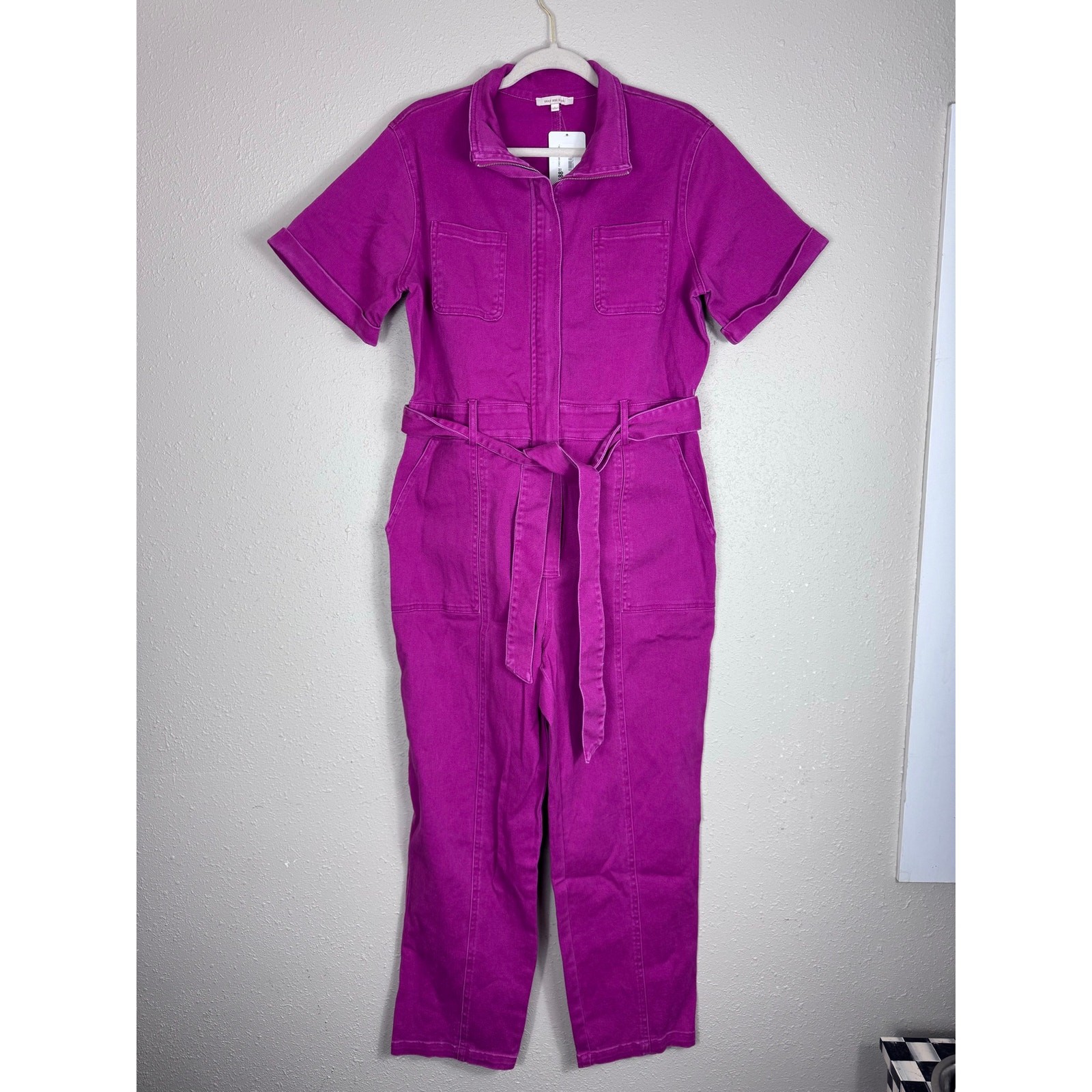 NWT Skies are Blue Pink Utility Zip Jumpsuit size Large