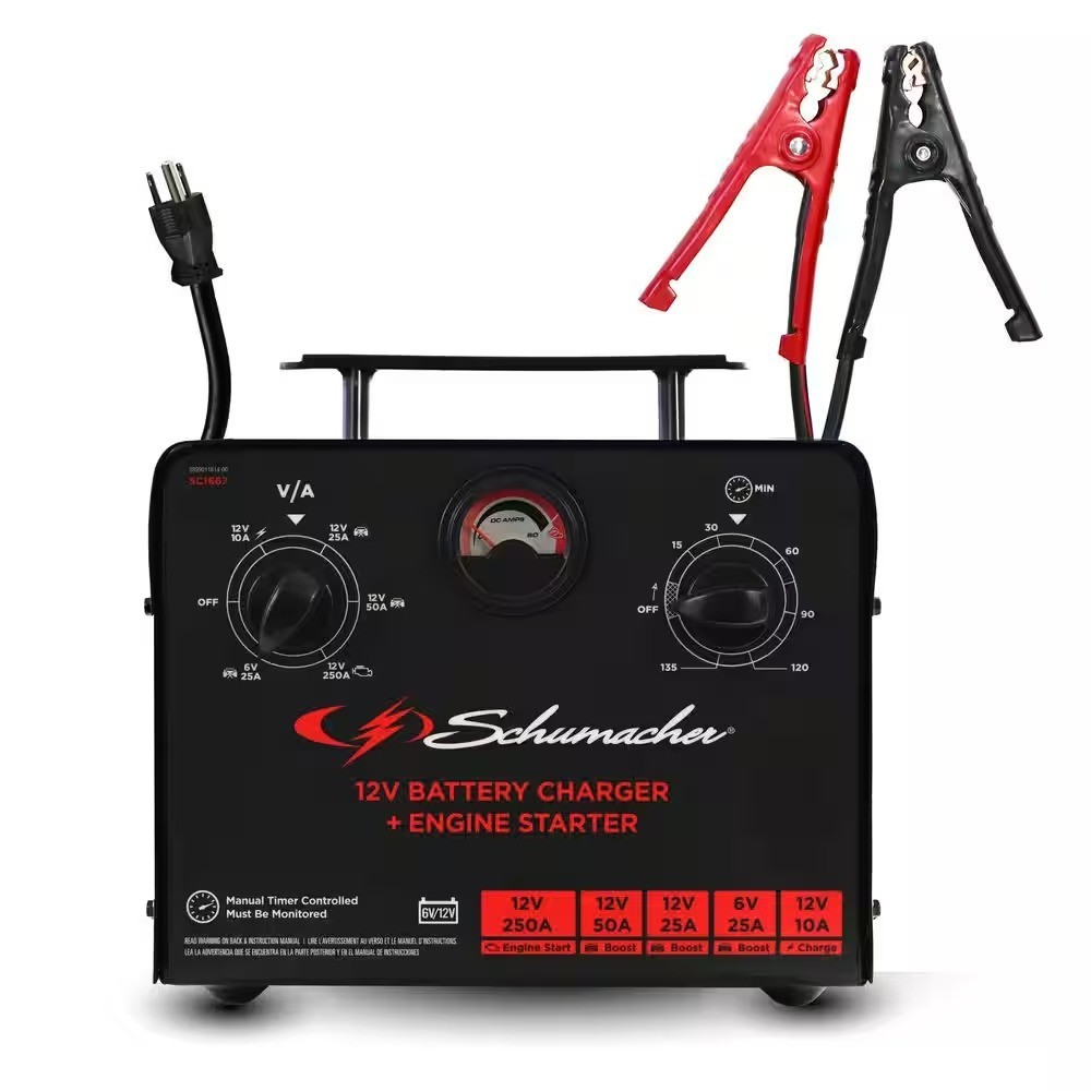 Schumacher 250A Manual Timer-Controlled Car Battery Charger Engine Starter,6/12V Schumacher 250A Manual Timer-Controlled Car Battery Charger Engine Starter,6/12V