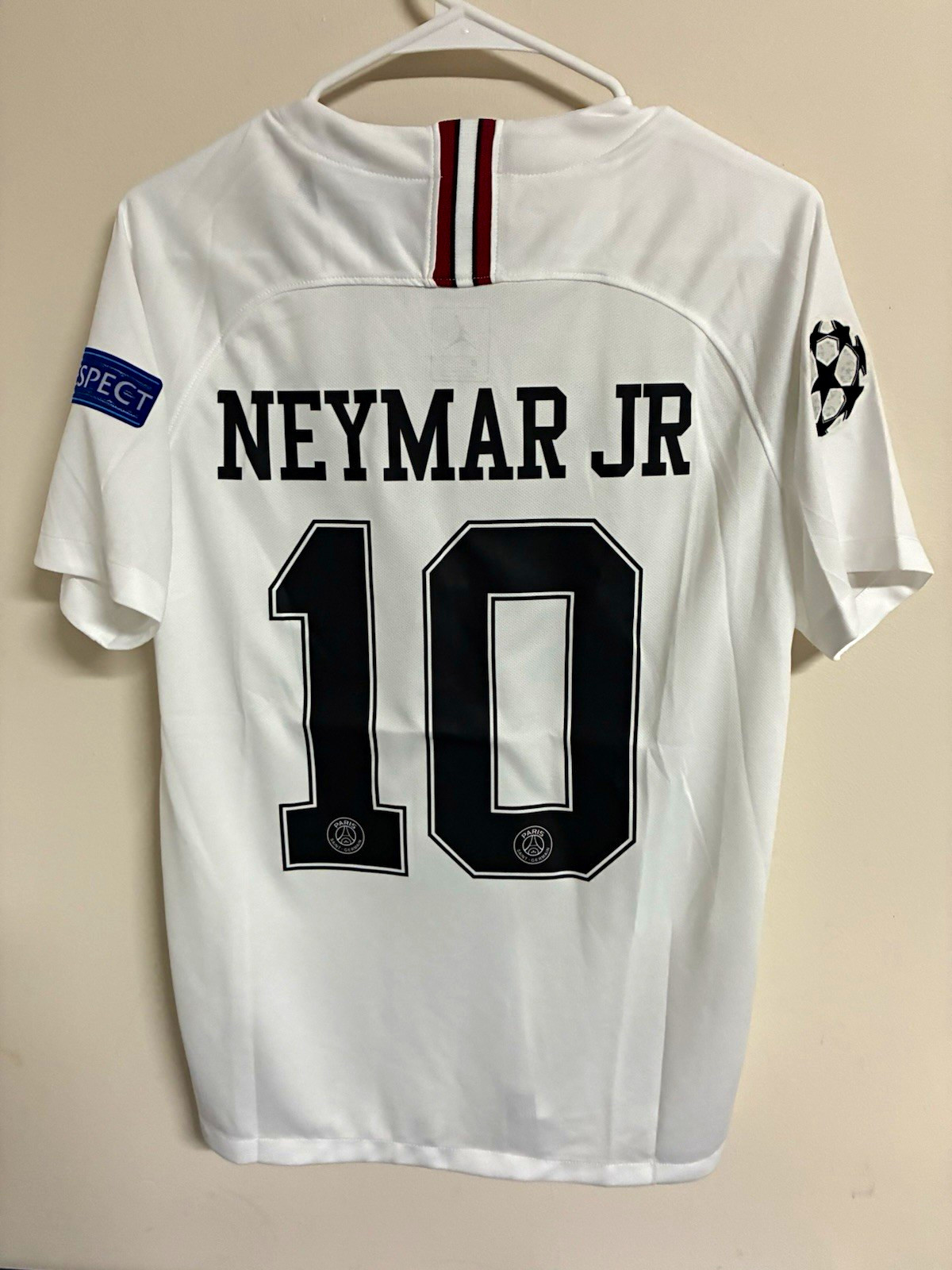 PSG Paris 2018/19 #10 Neymar White UCL Soccer Jersey Size Mens Large