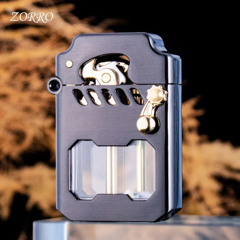 Zorro Mecha Transparent Compartment Semi-automatic Kerosene Lighter, Creative