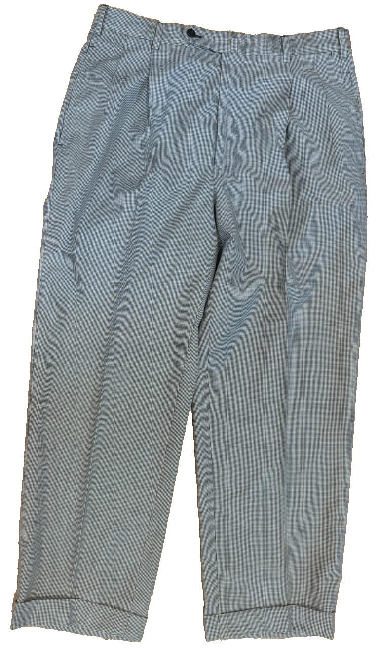 INCOTEX 36x28 Gray Lana Wool Dress Slacks Pleated & Cuffed Italian Made Pants