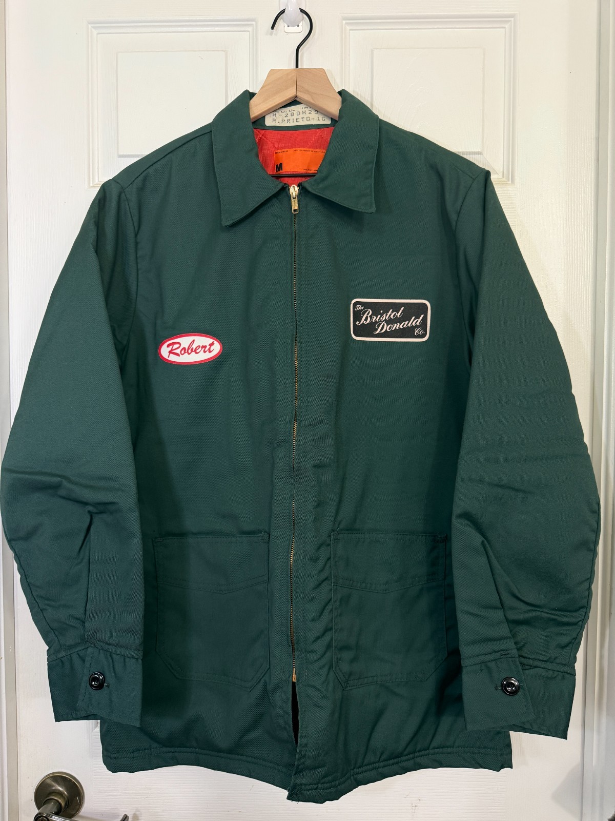 Vintage 70s Mechanic Work Jacket Mens M Green Quilted Lined Garage Industrial