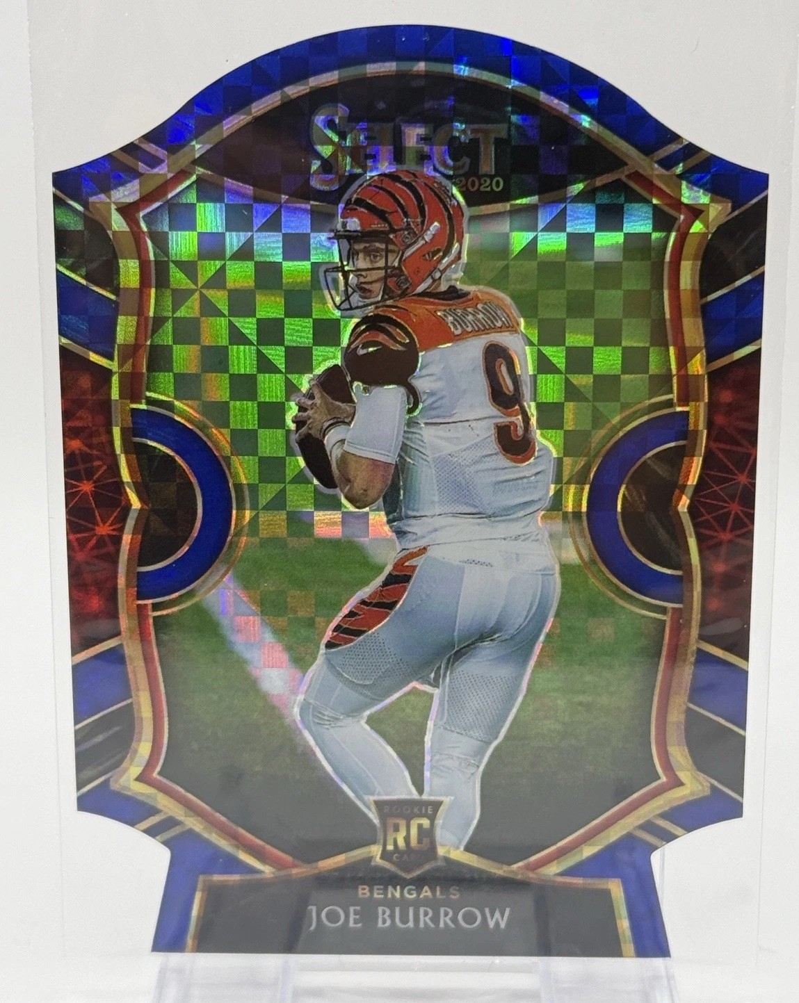 2020 Panini Select - Concourse Joe Burrow #46 Blue Prizm Die-Cut (RC)